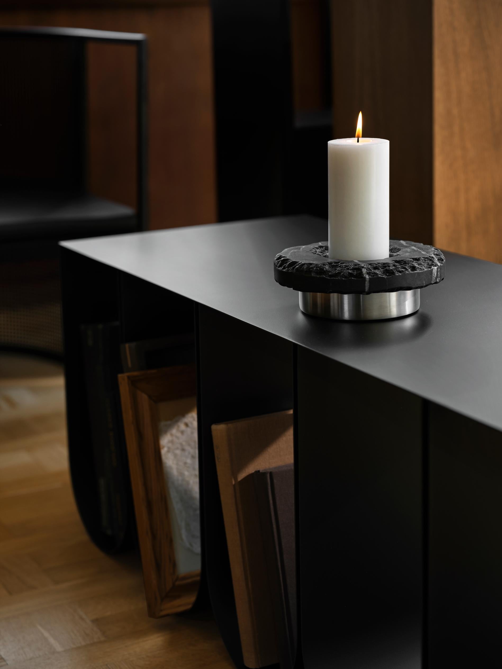 KRISTINA DAM Rock Candleholder - Black/Brushed