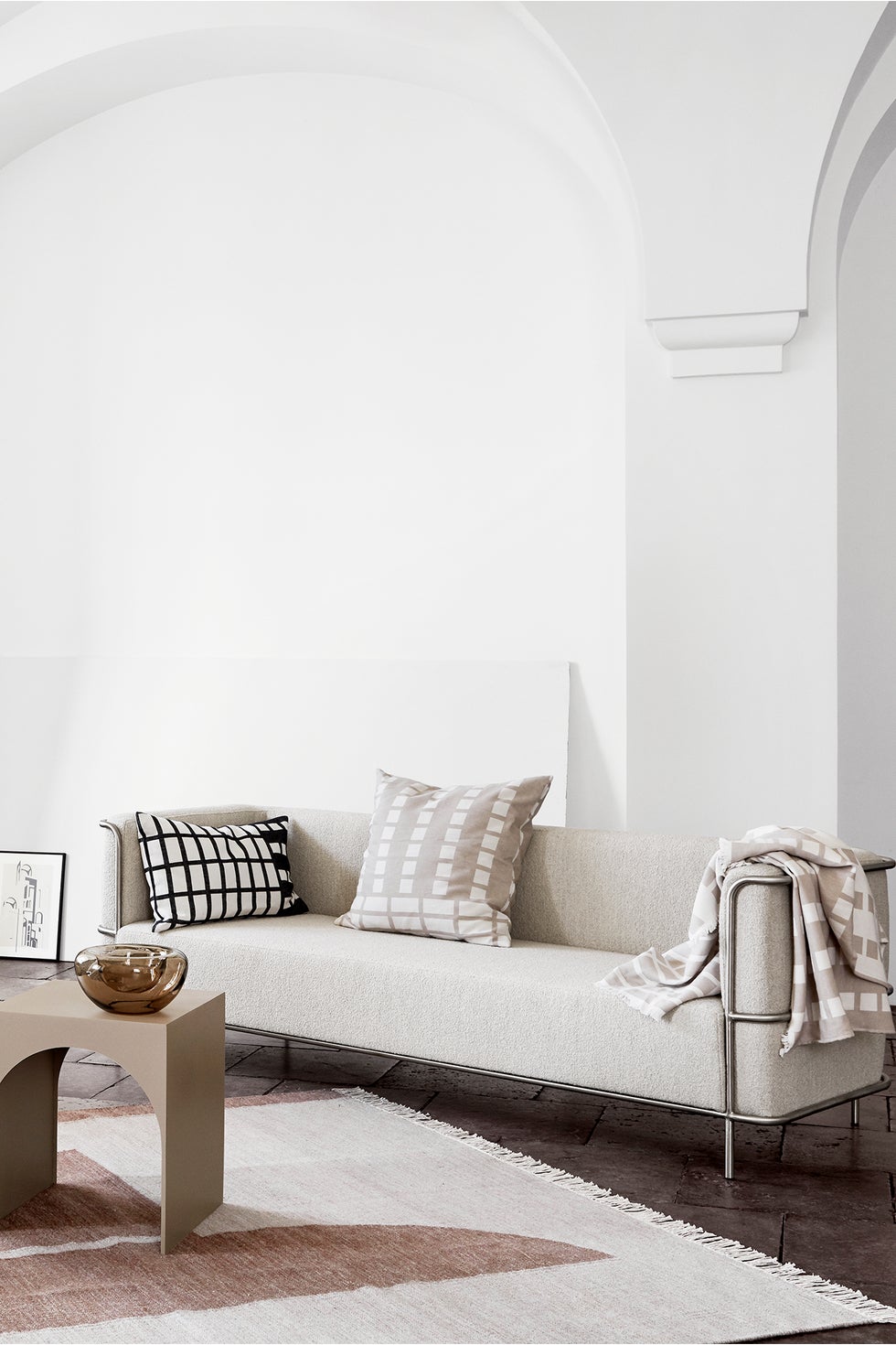 KRISTINA DAM Contemporary Block Cushion Cover - White/Beige 60*60*