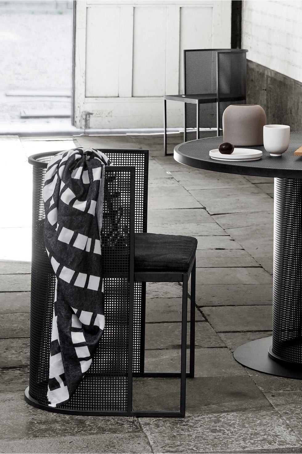 KRISTINA DAM Outdoor Fabric Cushion Bauhaus Dining Chair - Black*