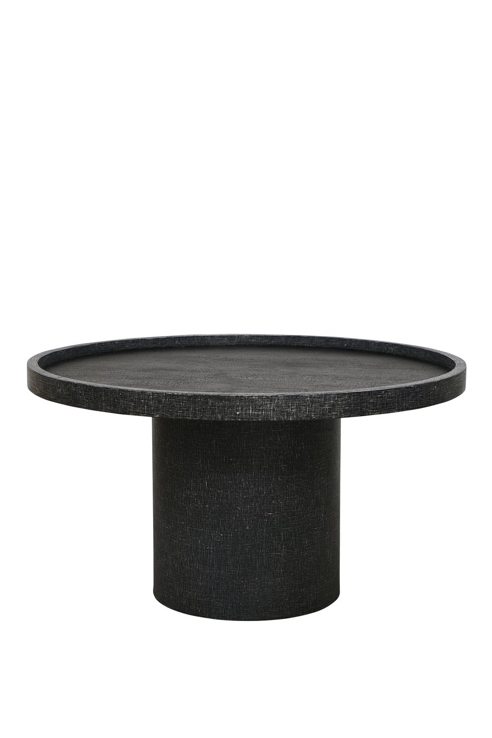 CLARENCE Round Coffee Table - Black/Charcoal Petrified Wood*