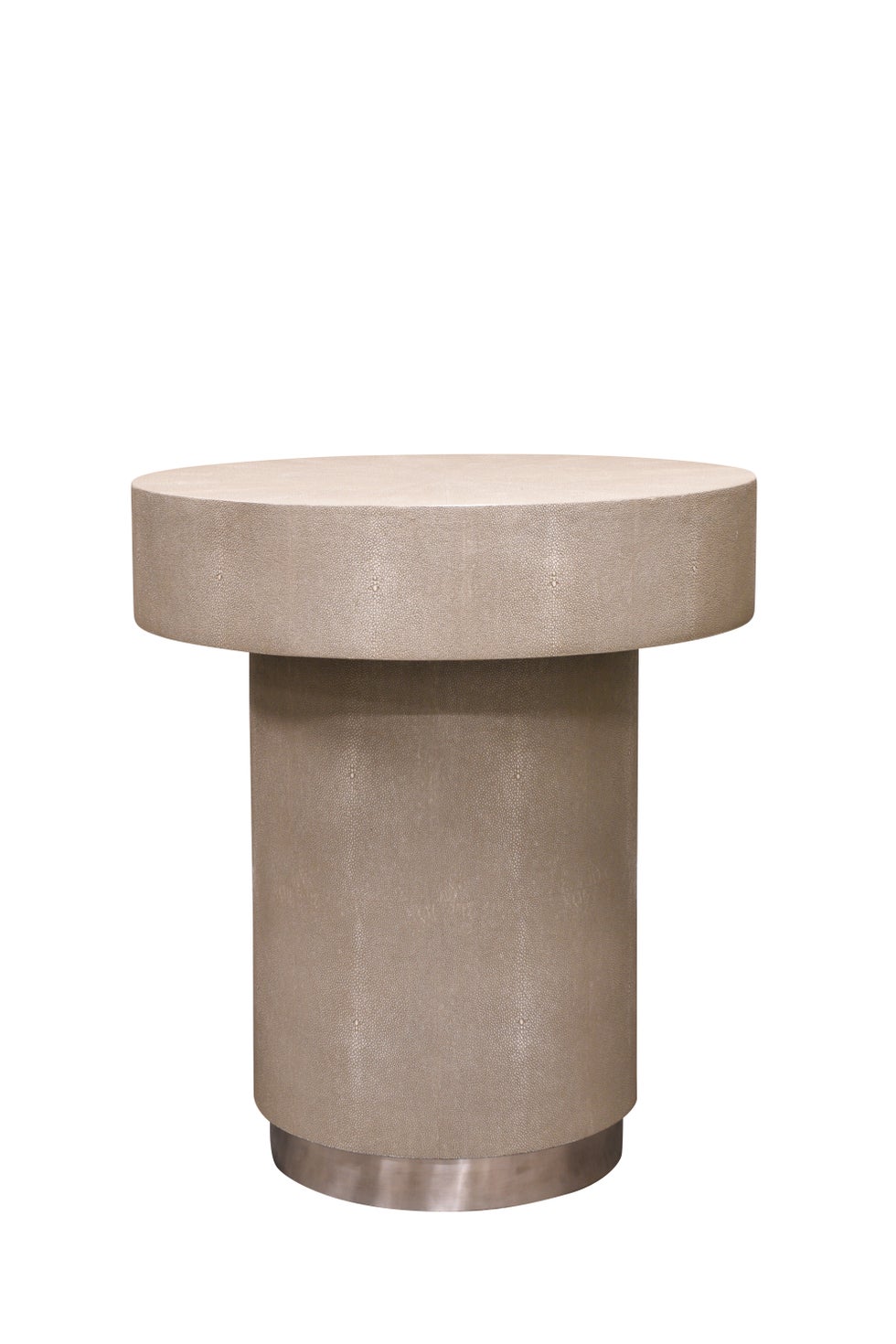 CLARENCE Round Side Table - Taupe Shagreen