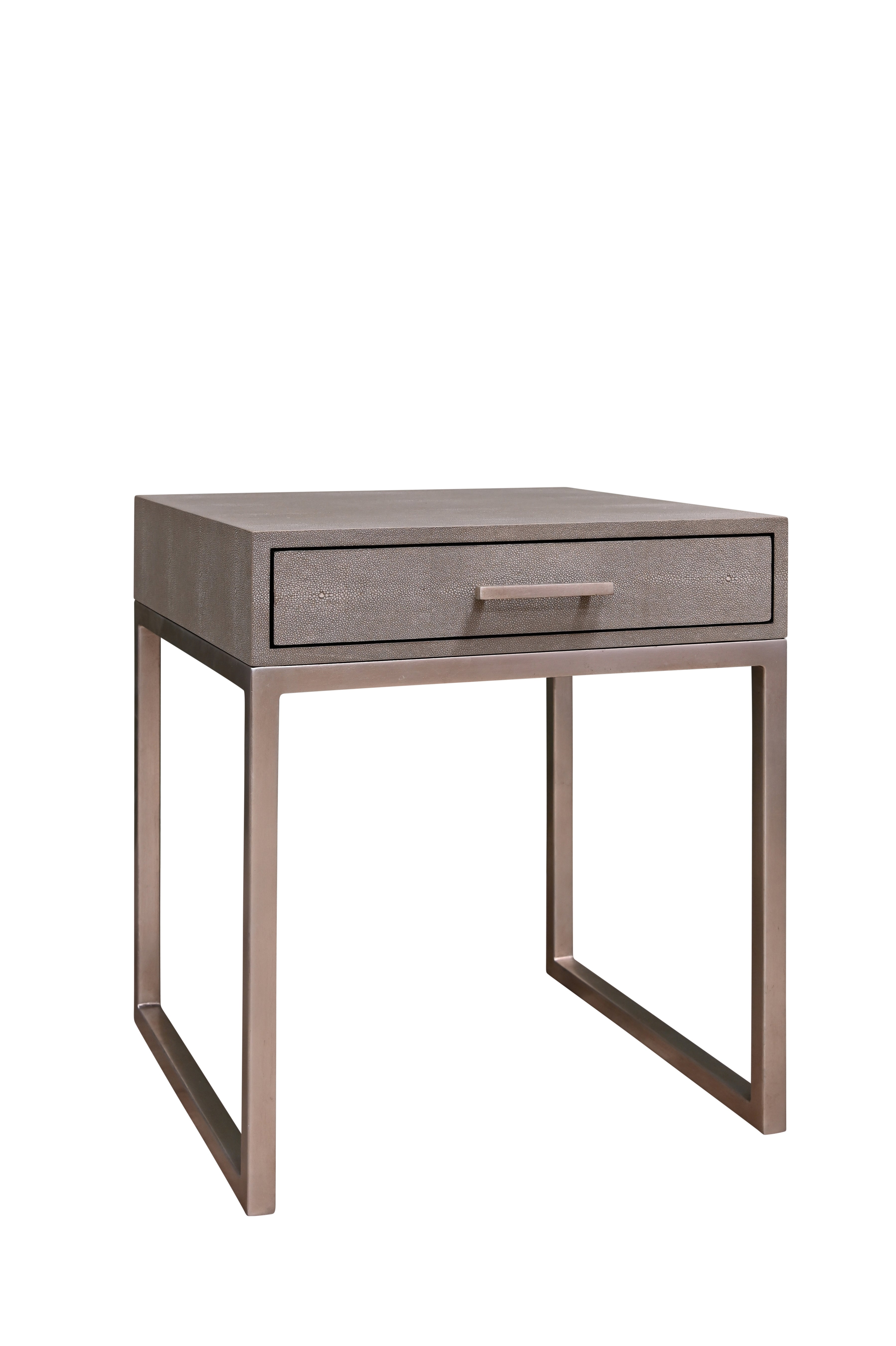 CLARENCE Side Table w/1 Drawer - Taupe Shagreen