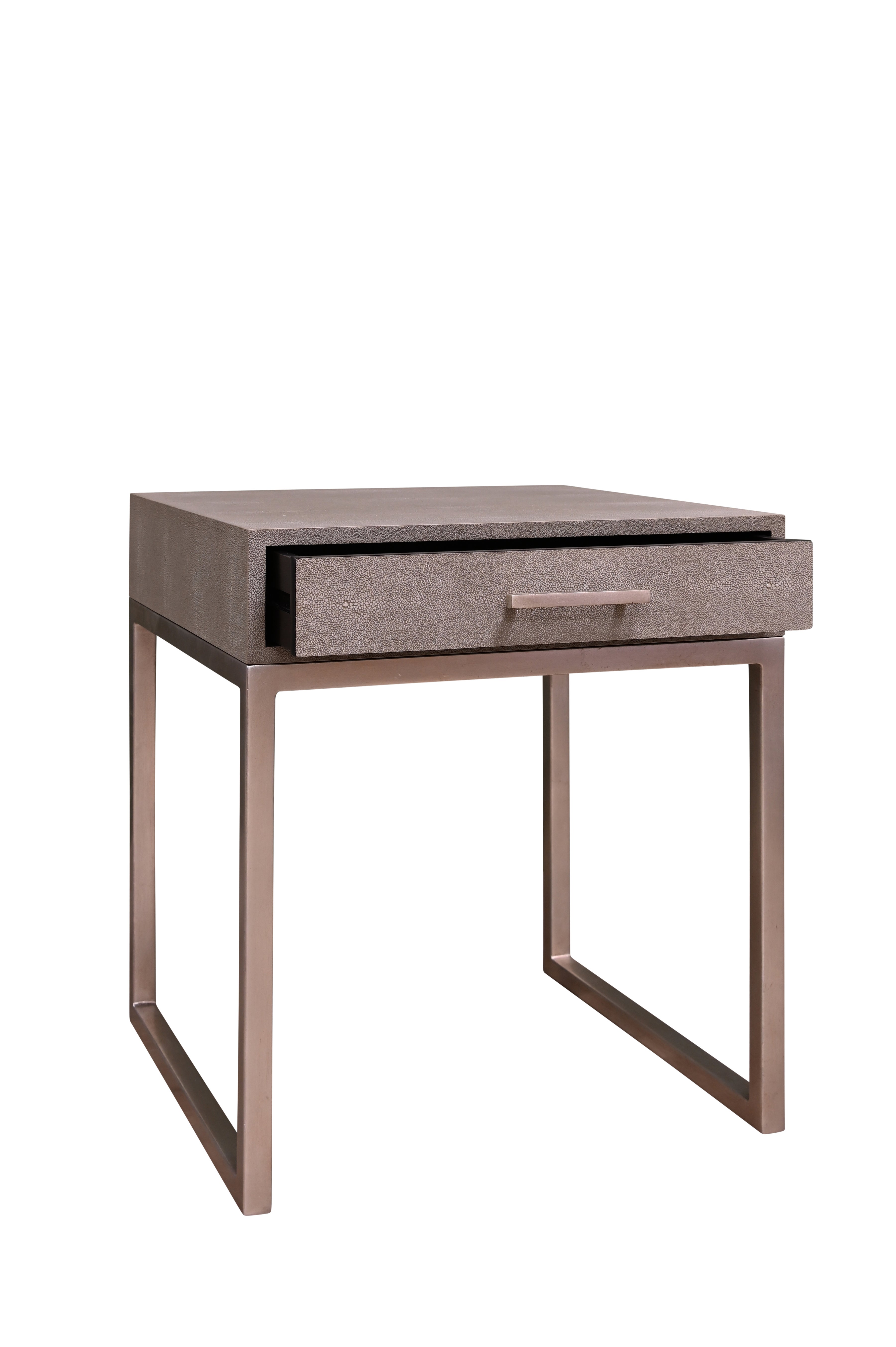CLARENCE Side Table w/1 Drawer - Taupe Shagreen