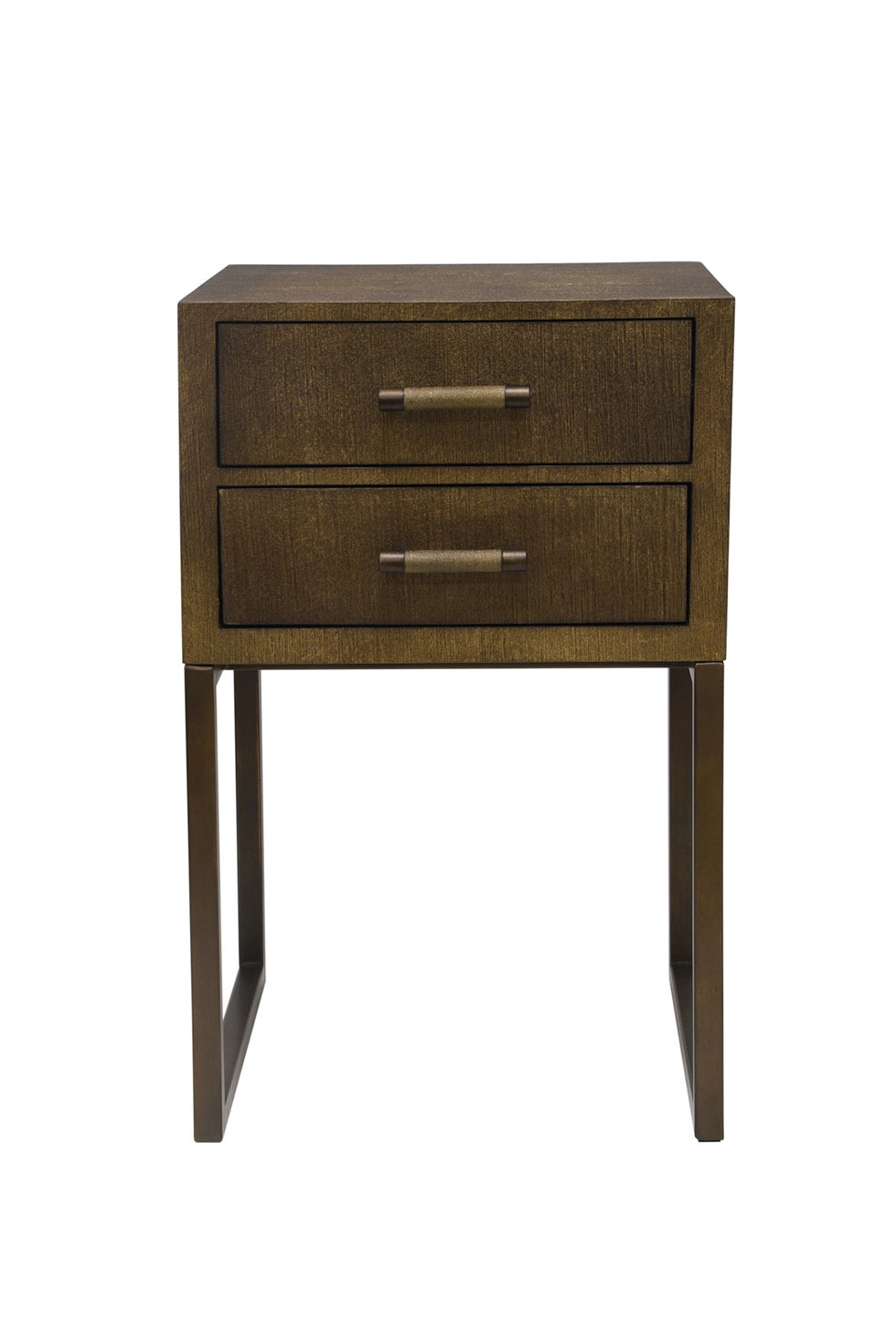 CLARENCE Side Table w/2 Drawer - Gold Silk
