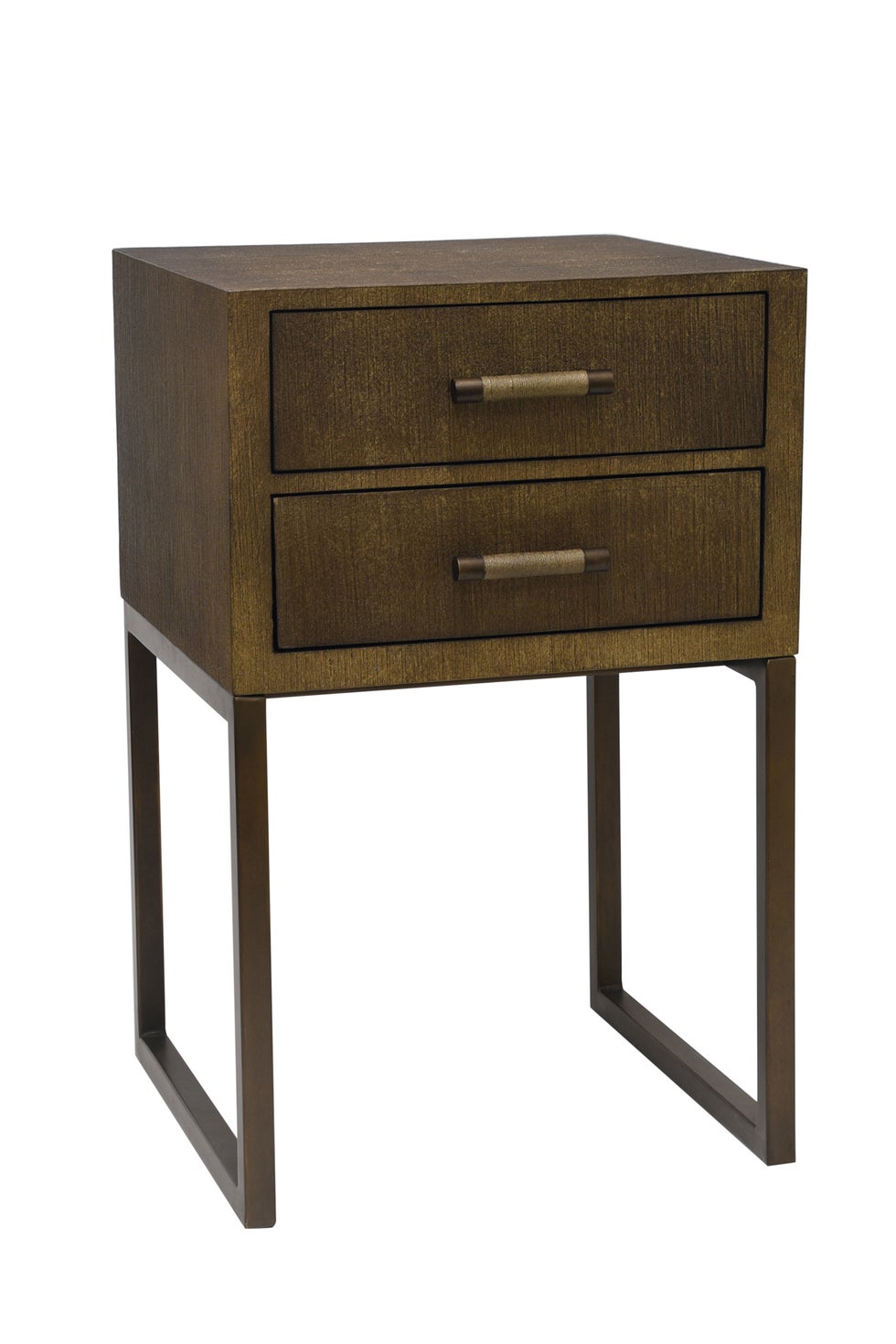 CLARENCE Side Table w/2 Drawer - Gold Silk