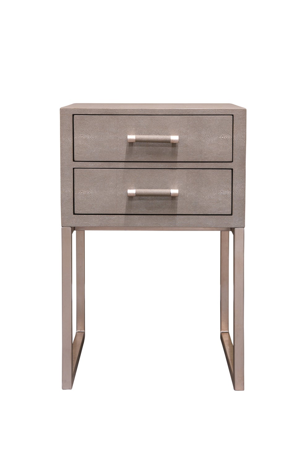 CLARENCE Side Table w/2 Drawer - Taupe Shagreen