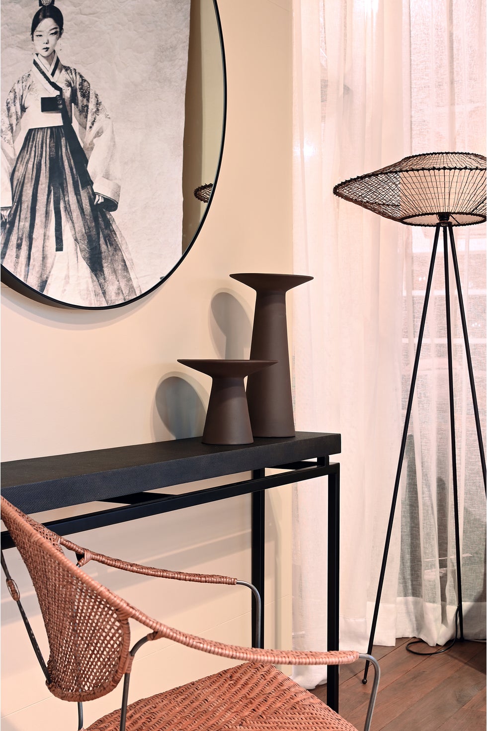 CLARENCE Narrow Console - Dark Seal Rattan