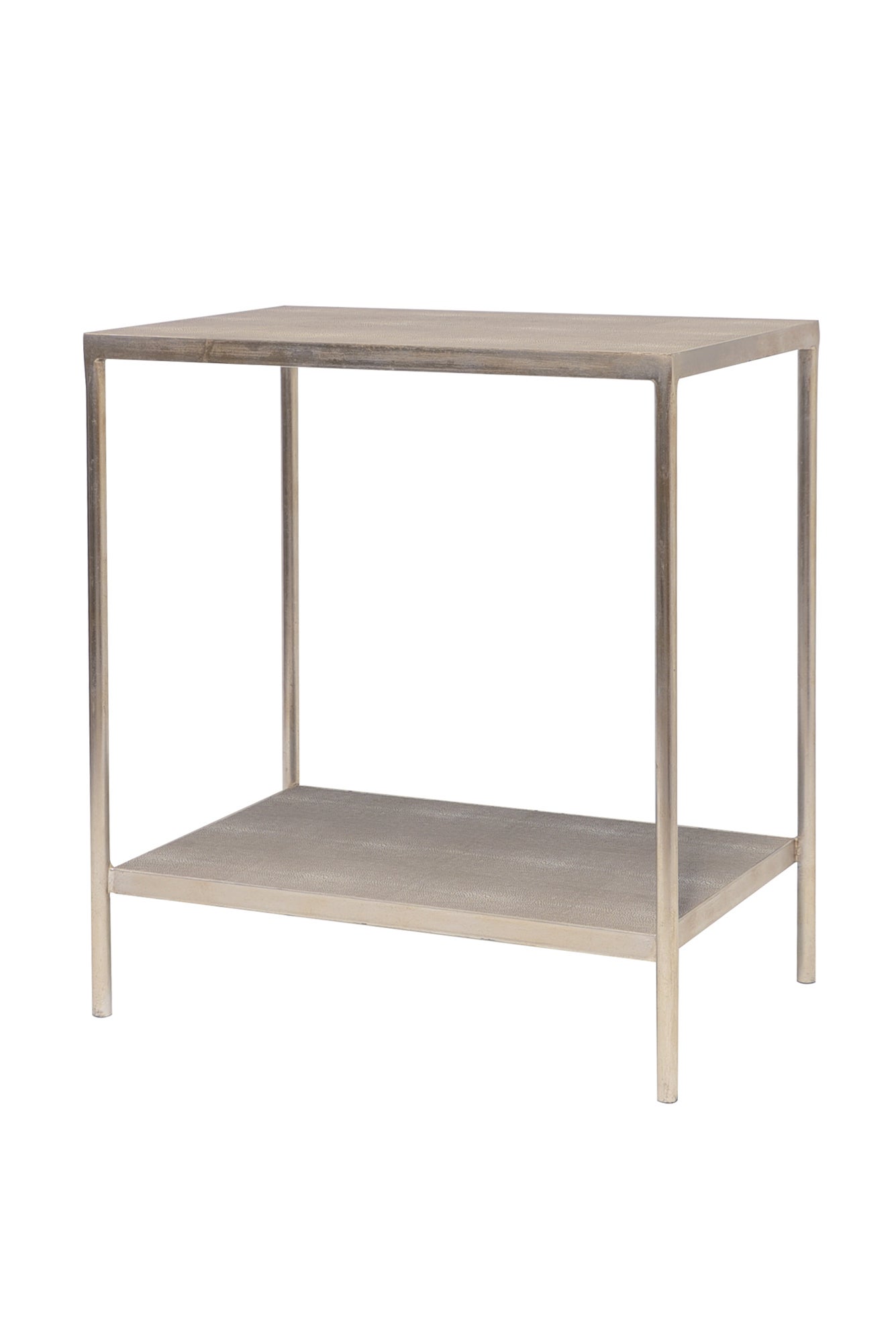 CLARENCE Side Table w/Shelf - Taupe Shagreen