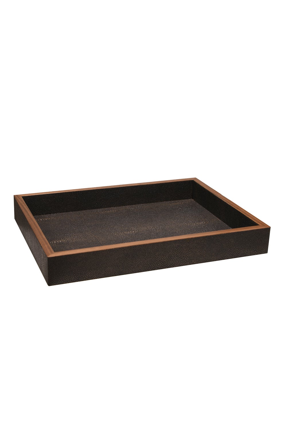 CLARENCE Rectangle Tray - Seal Shagreen/Walnut