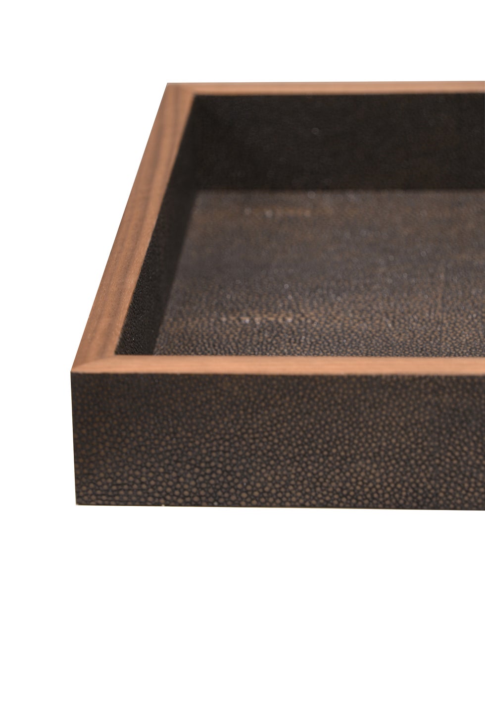 CLARENCE Rectangle Tray - Seal Shagreen/Walnut