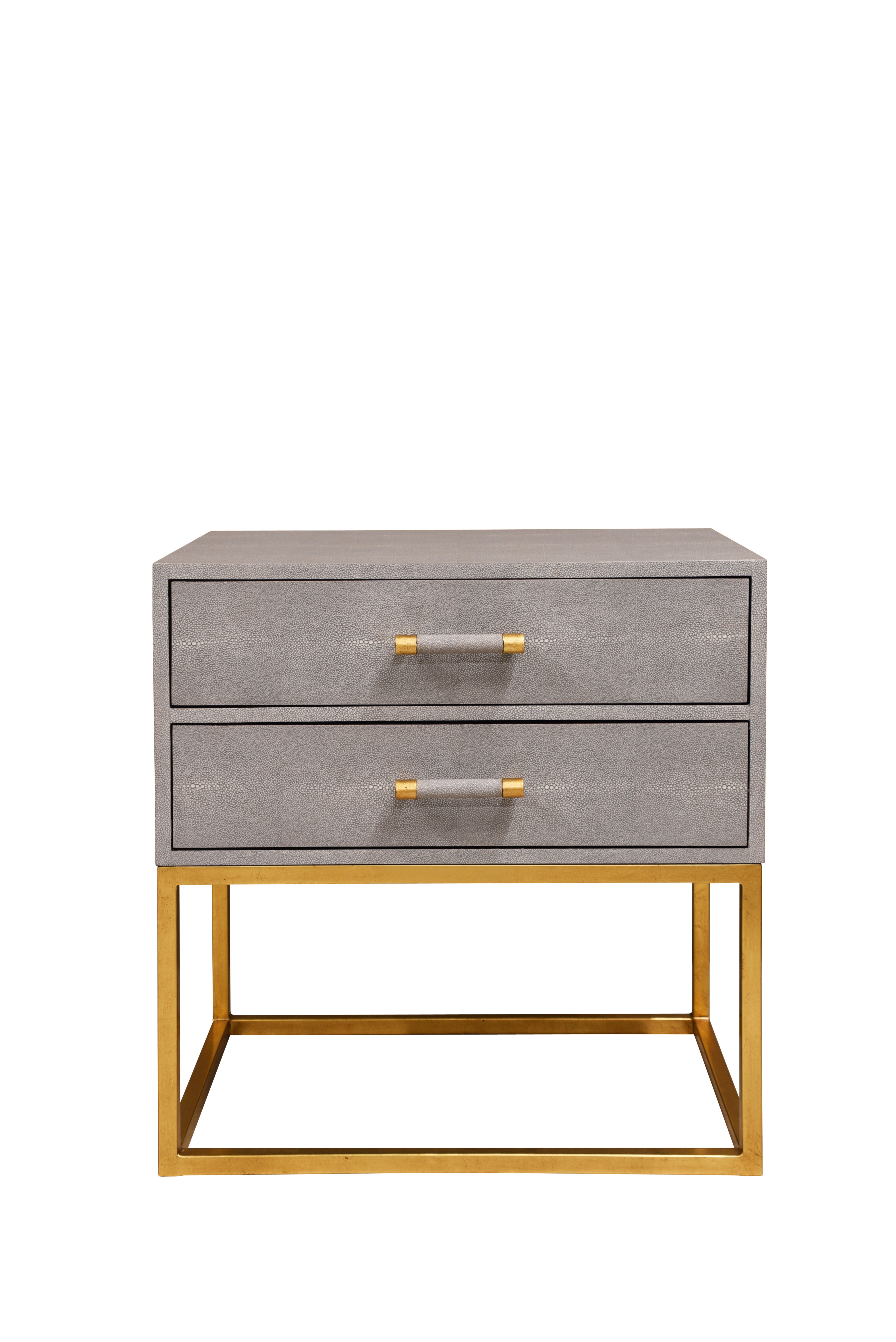 CLARENCE Dorsey Side Table w/2 Drawers - Light Grey Shagreen