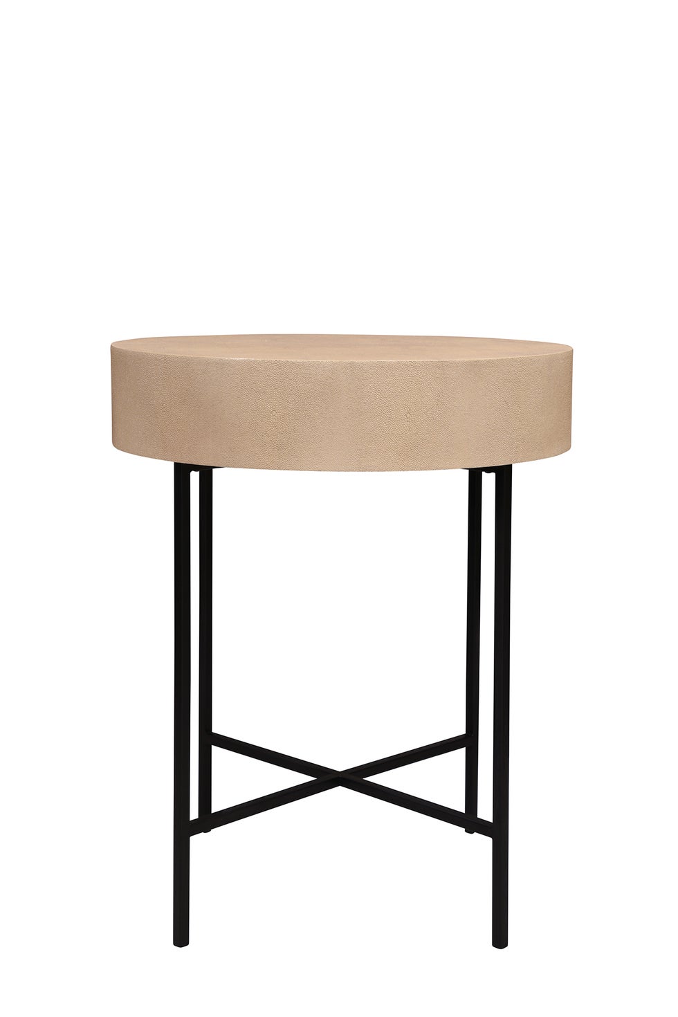 CLARENCE Enola Round Side Table - Antique Ivory Shagreen