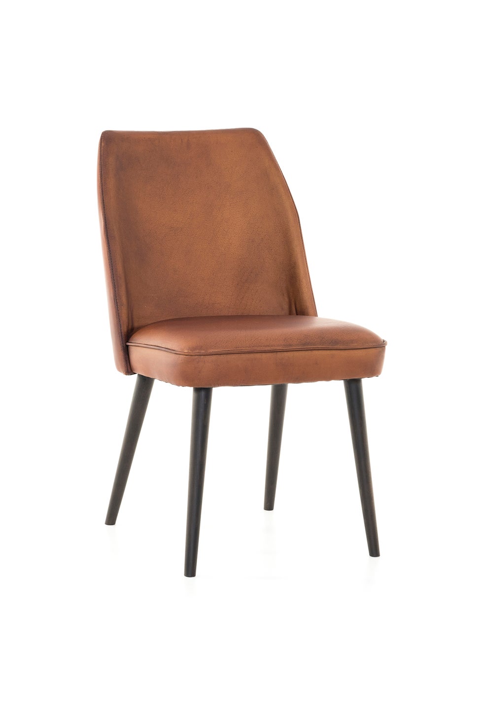 PURE Jacky Leather Dining Chair - Matt Light Brown / Carbon Legs