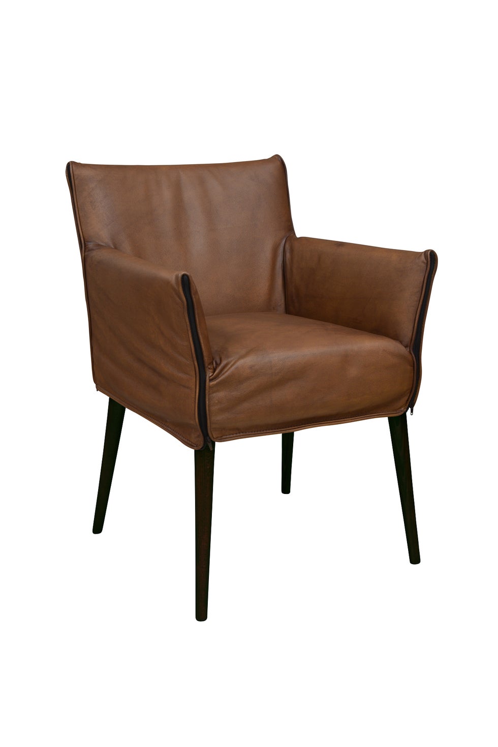PURE Charles Leather Armchair - Matt Light Brown / Carbon Legs