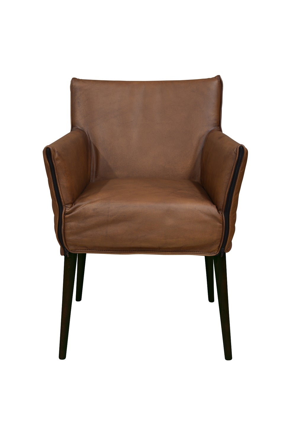 PURE Charles Leather Armchair - Matt Light Brown / Carbon Legs