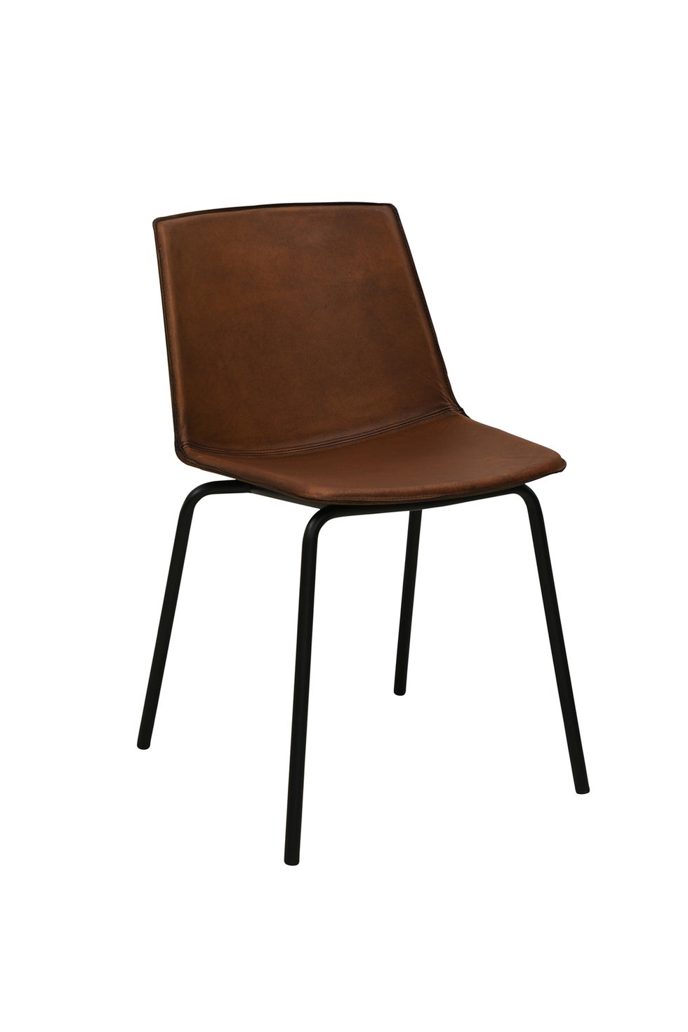 PURE Selva Leather Dining Chair - Matt Light Brown / Black Legs