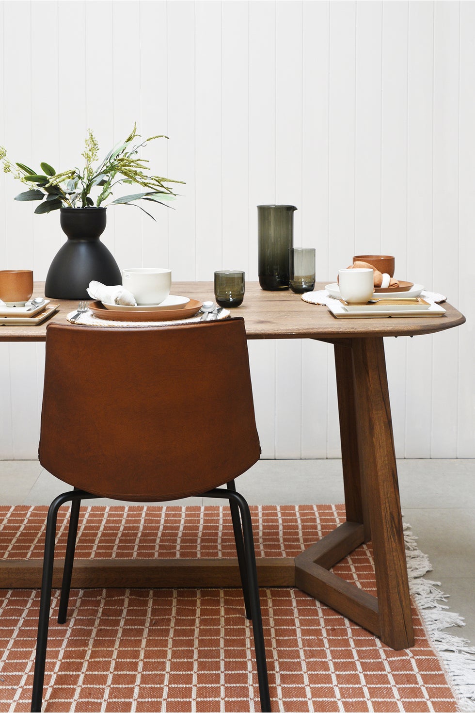 PURE Selva Leather Dining Chair - Matt Light Brown / Black Legs