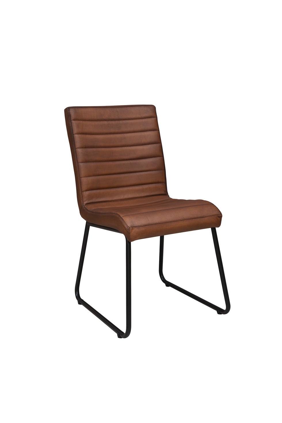 PURE Sabina Easy Leather Dining Chair - Matt Light Brown / Black Legs