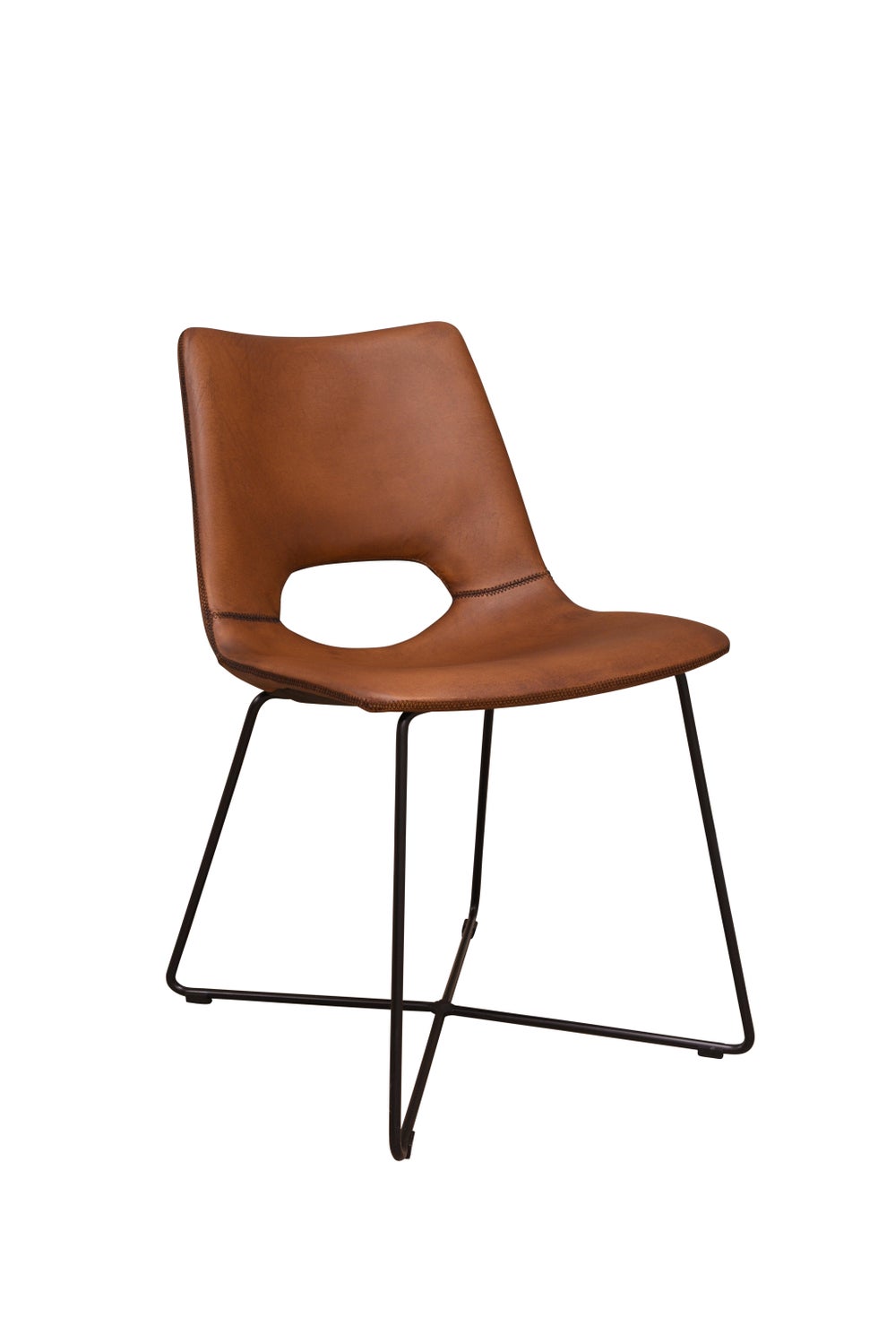 PURE Jason Leather Dining Chair - Matt Light Brown / Black Legs