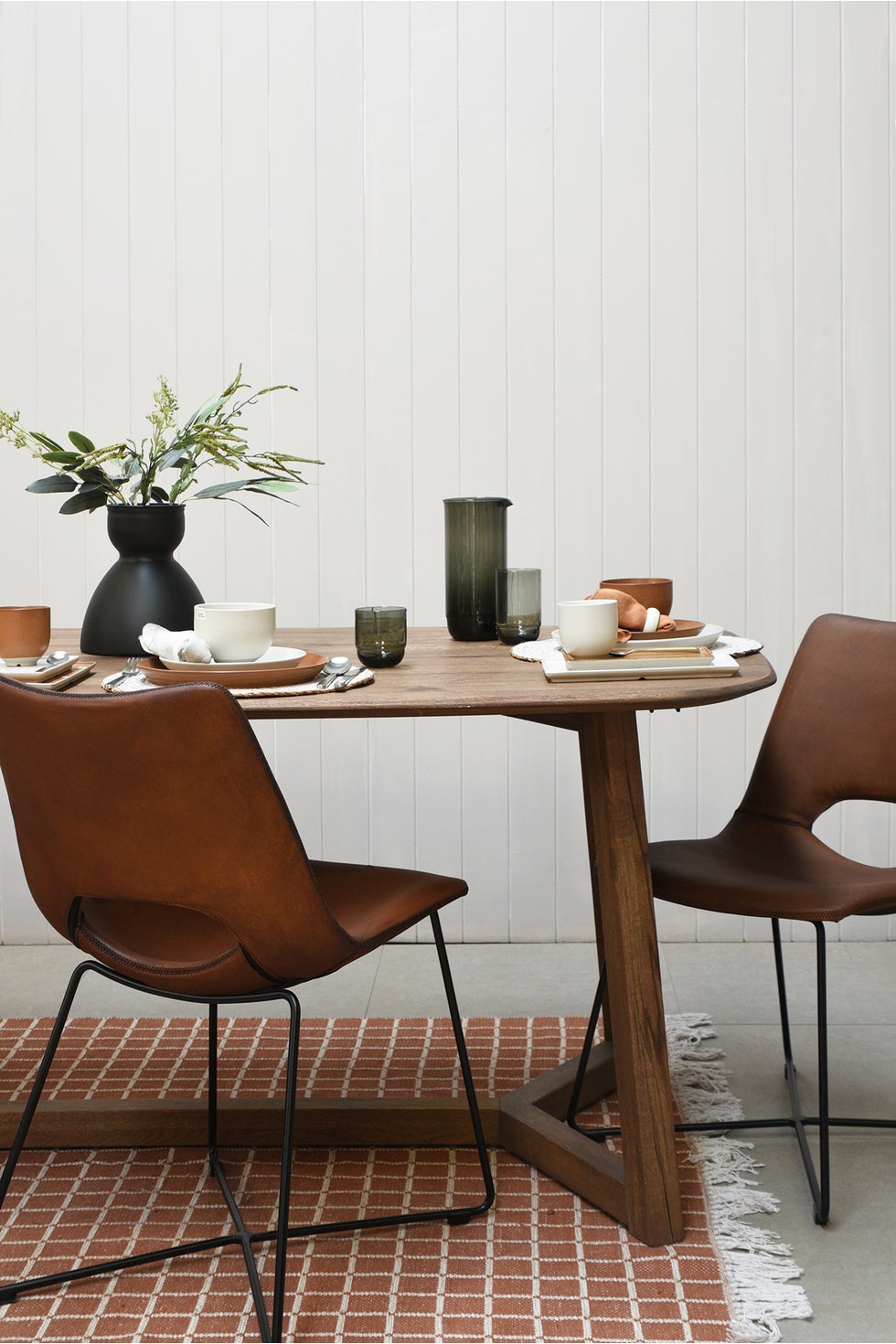 PURE Jason Leather Dining Chair - Matt Light Brown / Black Legs