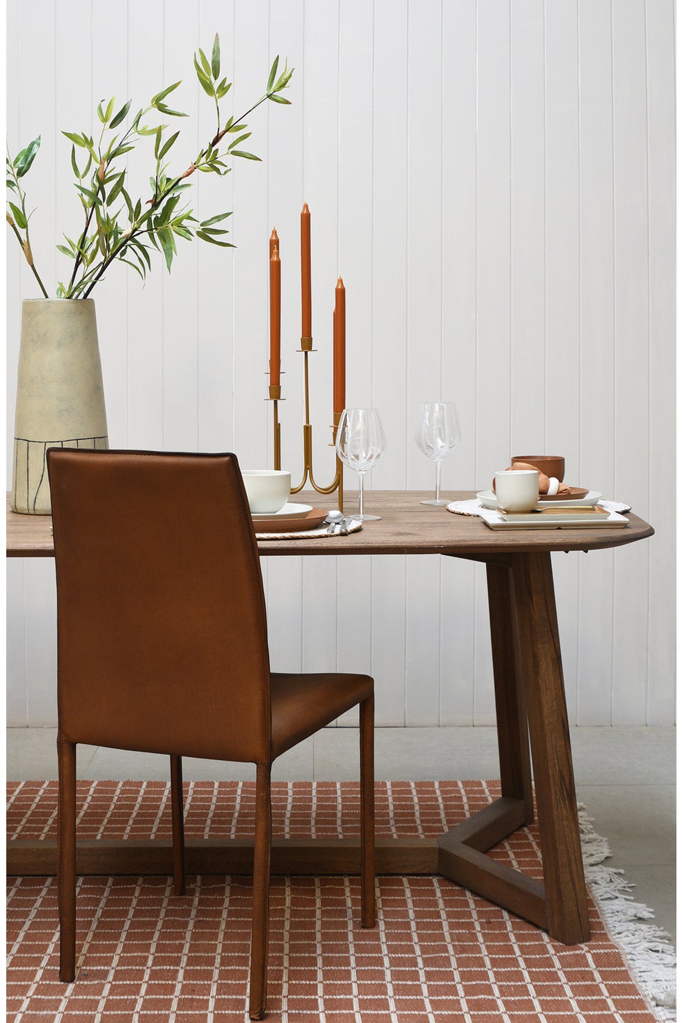 PURE Petrina Leather Dining Chair - Matt Light Brown