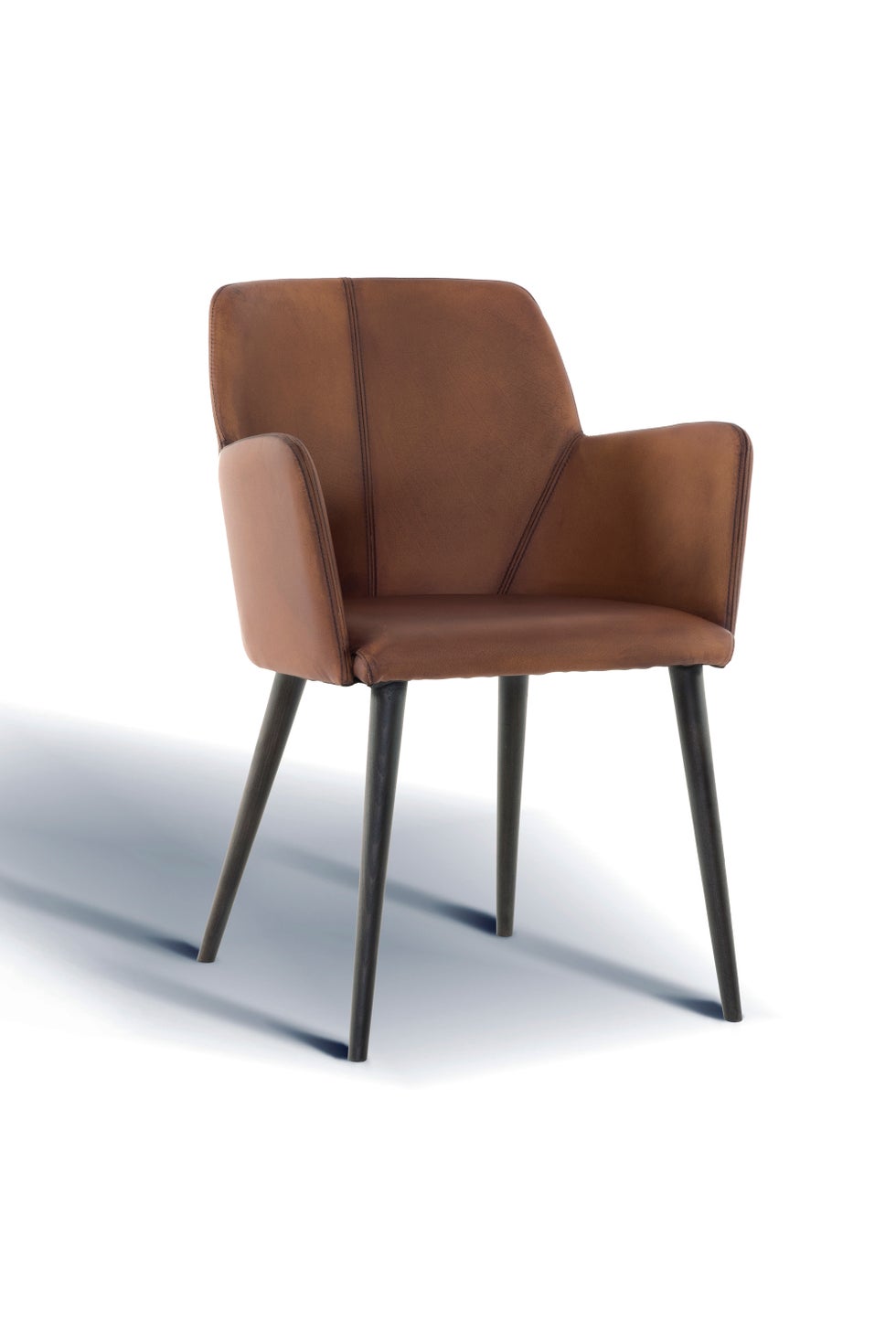 PURE Stewart Leather Dining Chair - Matt Light Brown / Carbon Legs