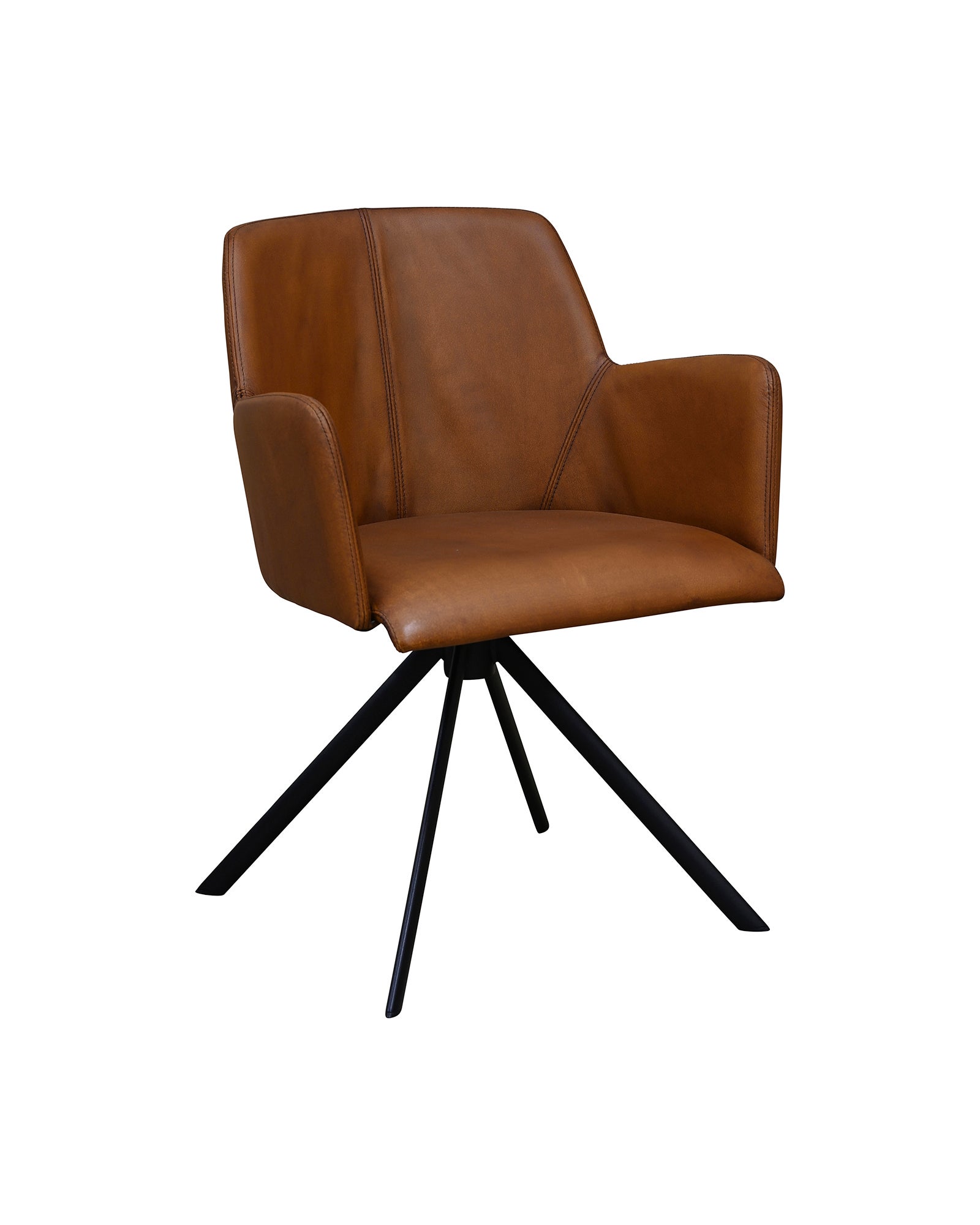 PURE Stewart Leather Swivel Chair - Matt Light Brown 