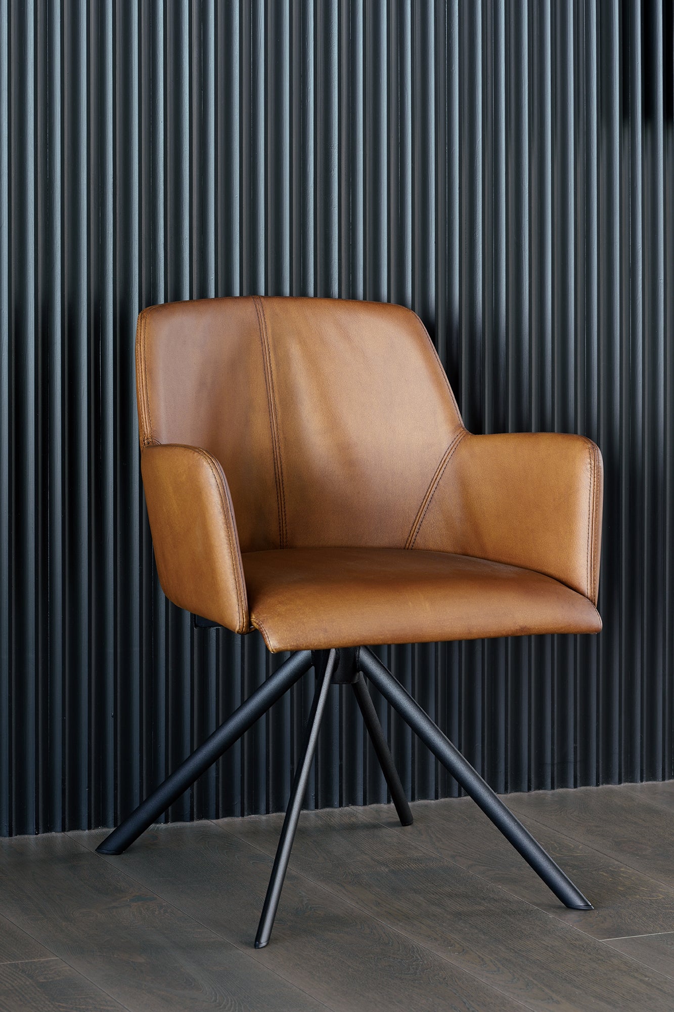 PURE Stewart Leather Swivel Chair - Matt Light Brown 