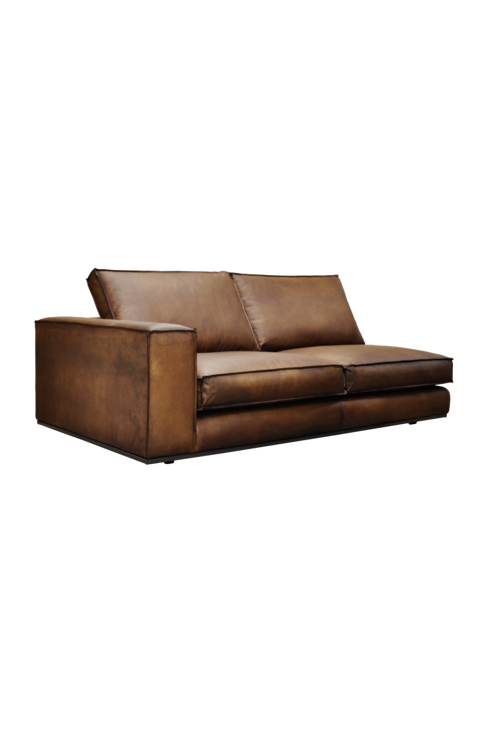 PURE Senna Leather Sofa 186 Left - Standard Light Brown