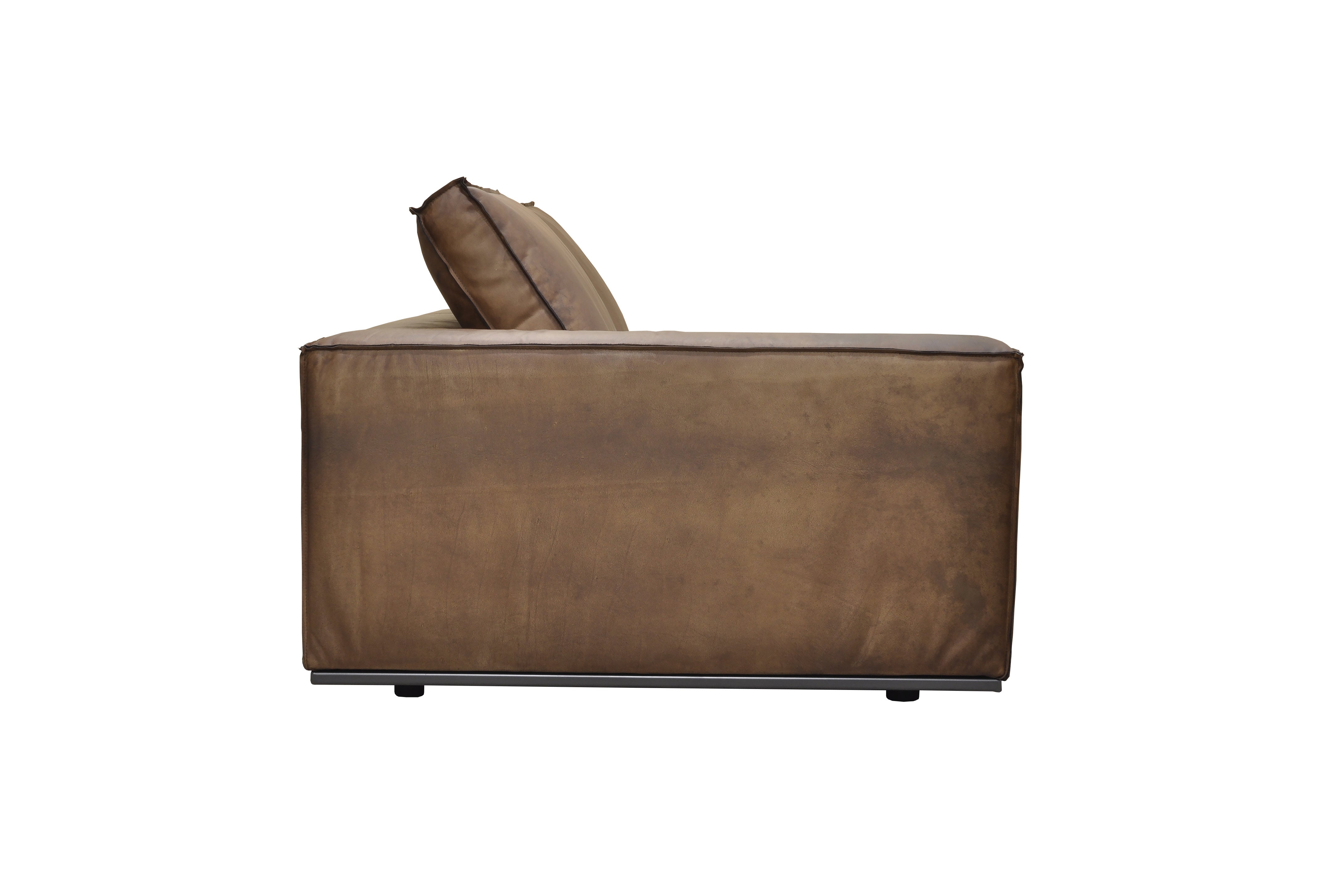 PURE Senna Leather Sofa 186 Left - Matt Light Brown