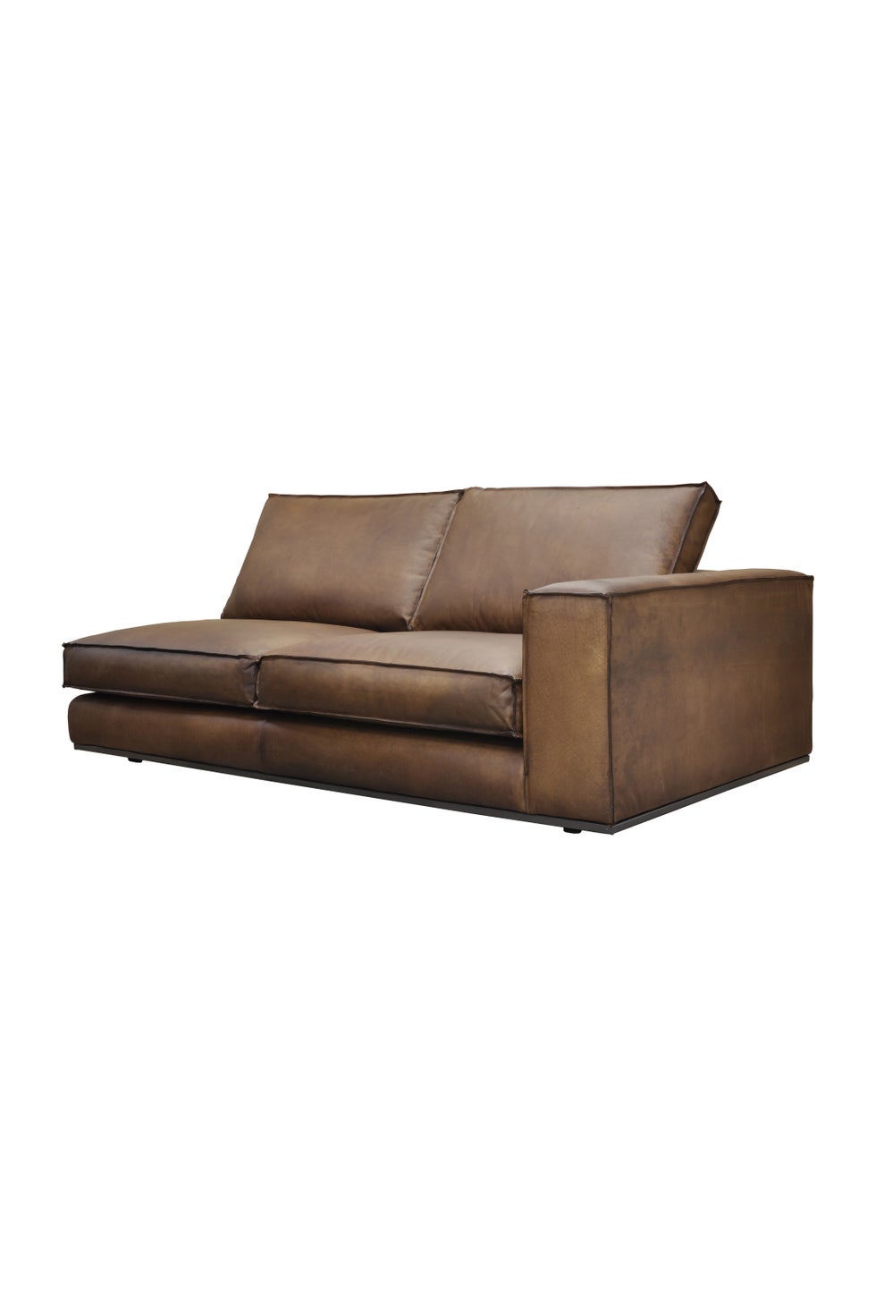 PURE Senna Leather Sofa 186 Right - Matt Light Brown