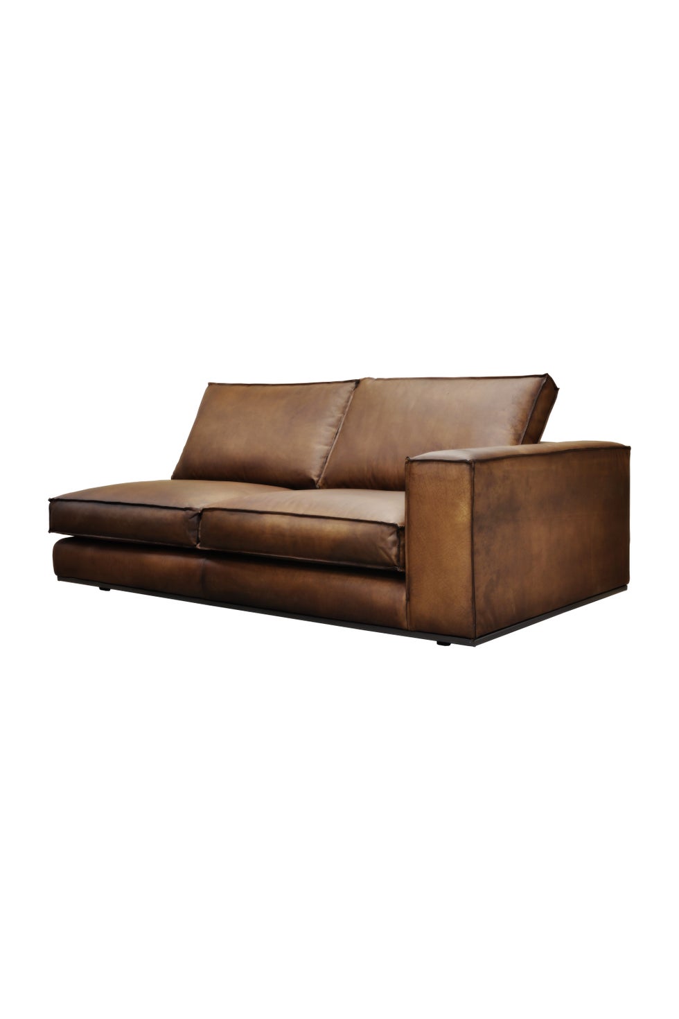 PURE Senna Leather Sofa 186 Right - Standard Light Brown