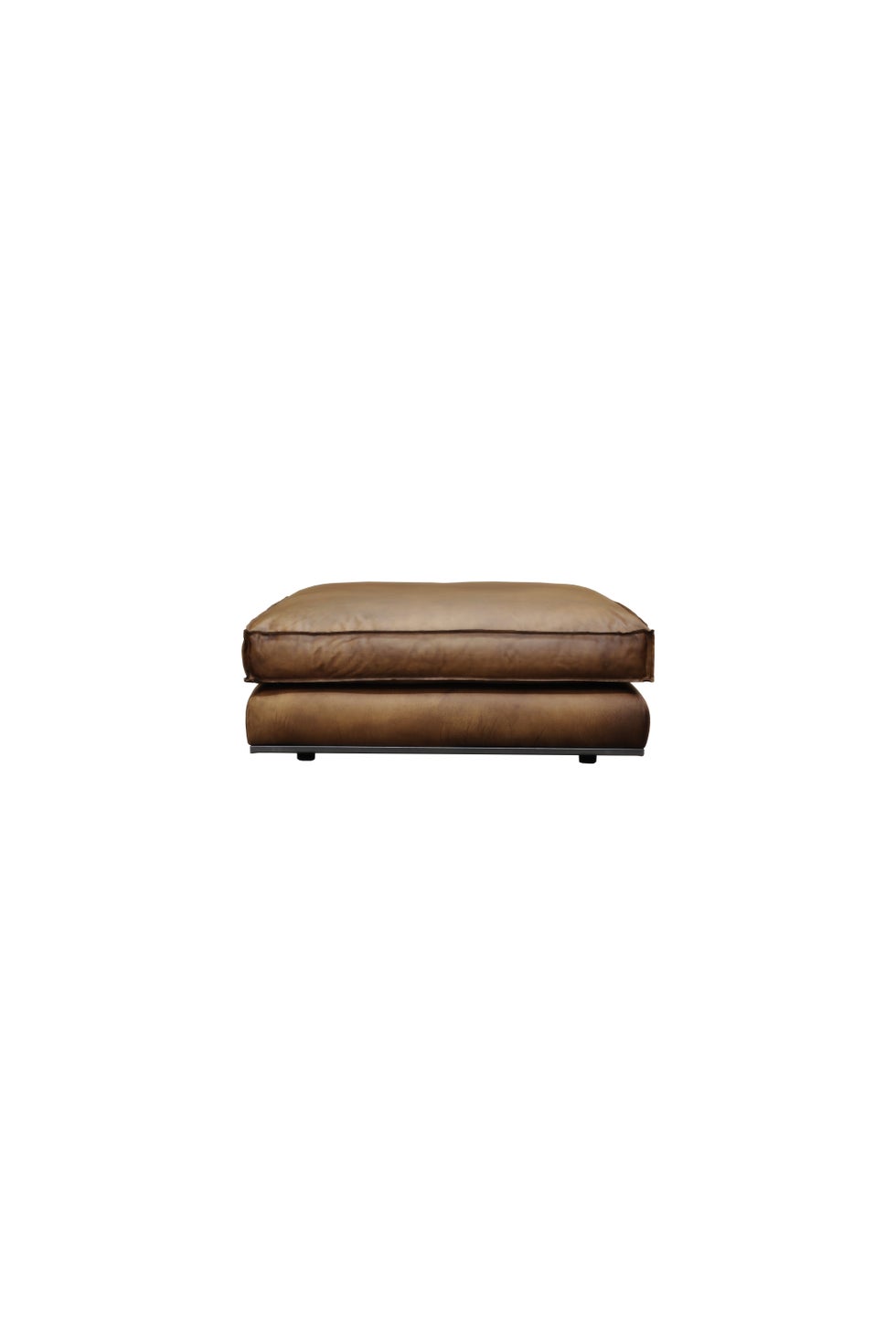 PURE Senna Leather Pouf Large - Standard Light Brown