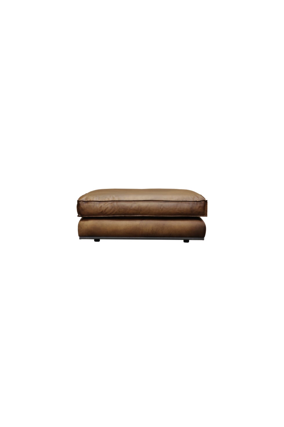 PURE Senna Leather Pouf Small - Standard Light Brown