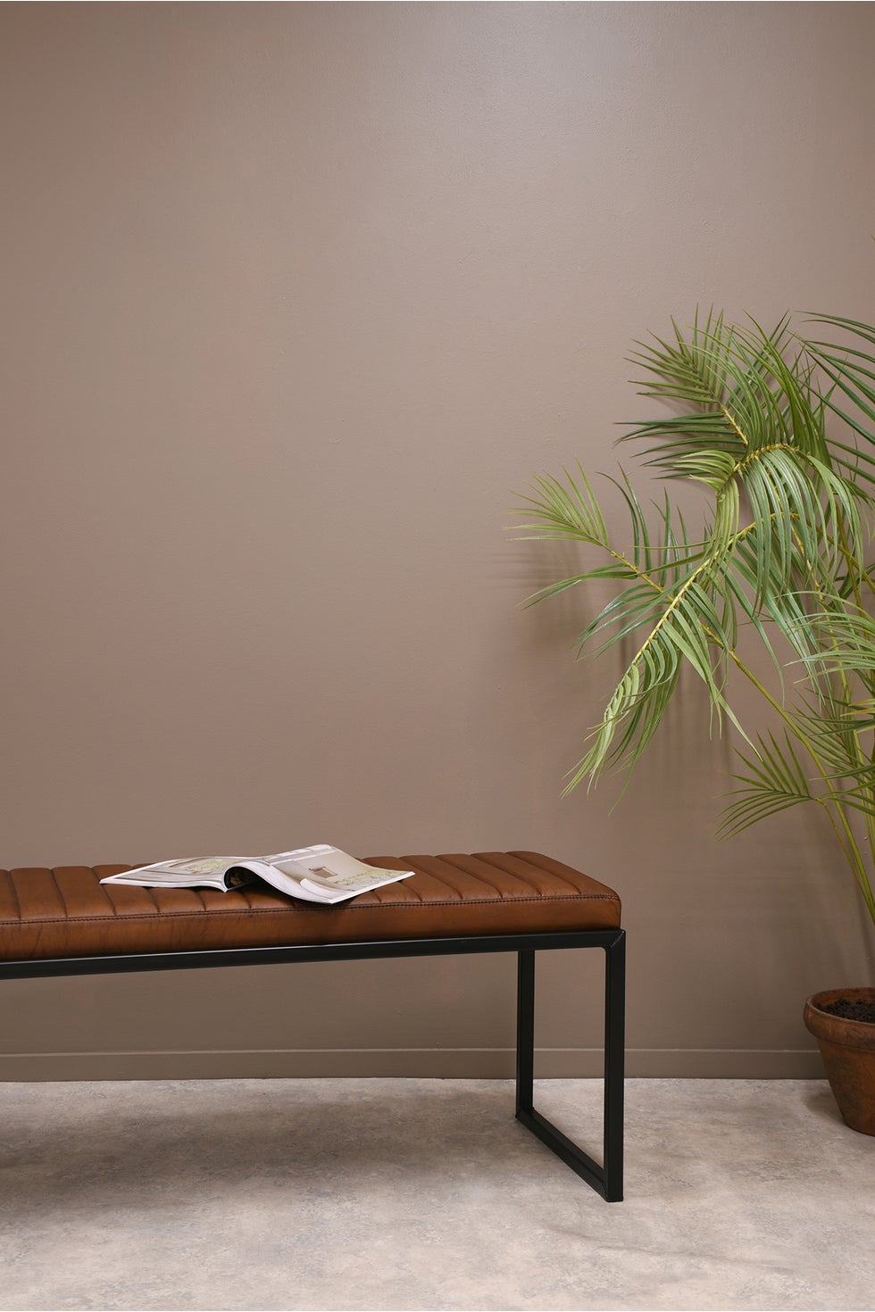 PURE Sabina Bench 2.1m - Matt Light Brown/Matt Black Metal Frame