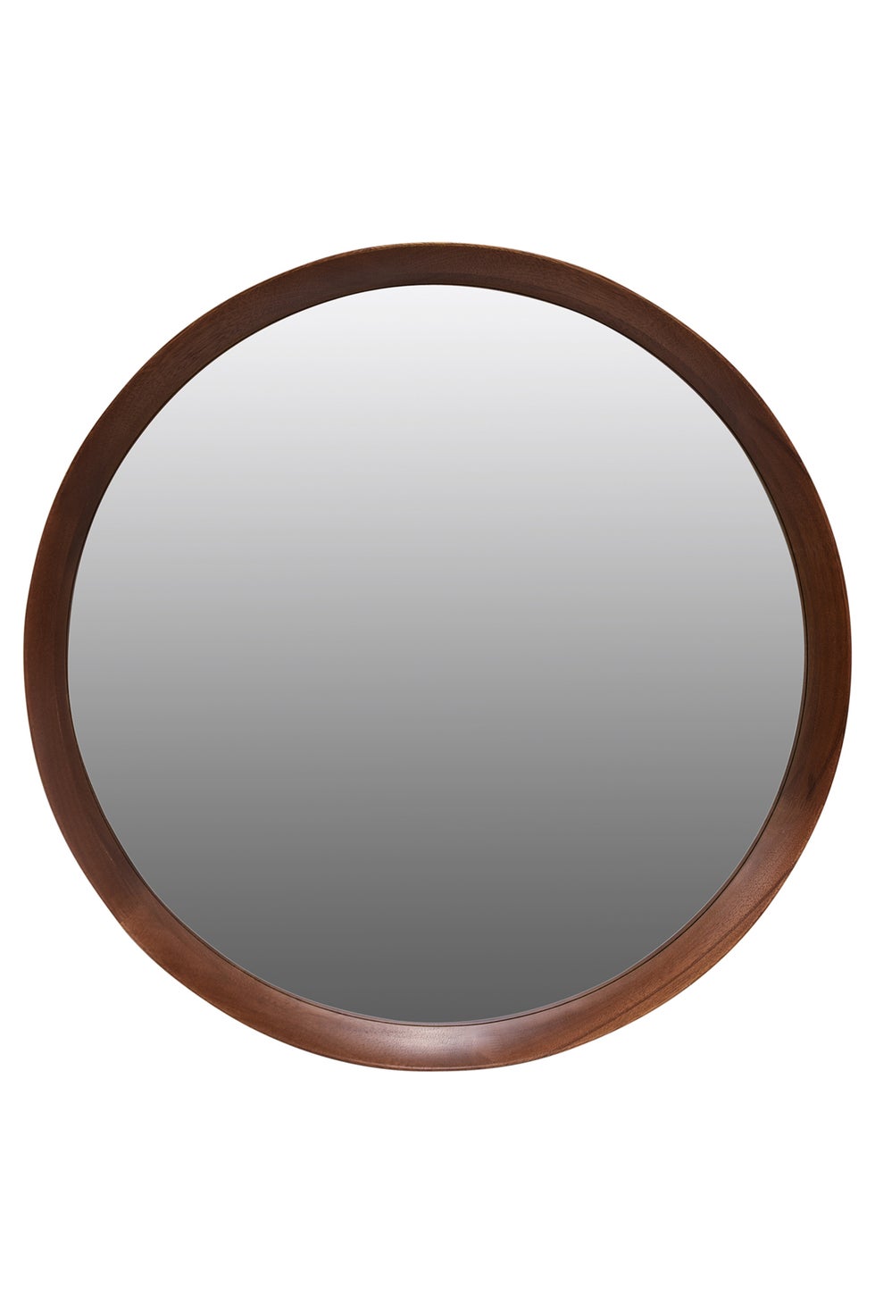 Framed Round Mirror - Dark Beech
