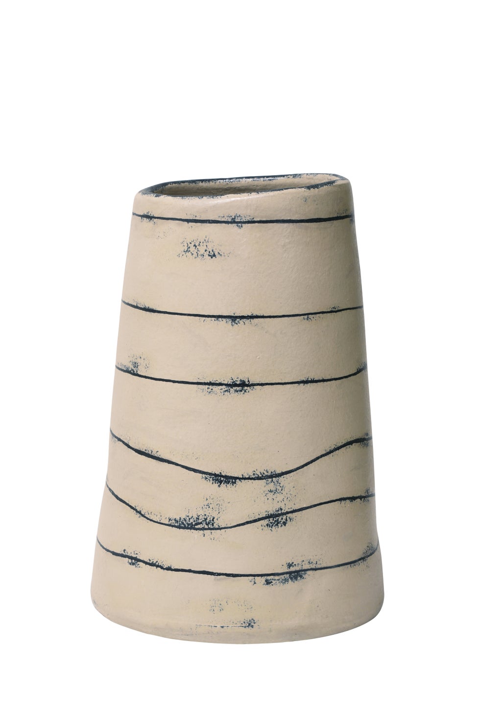 Iris Slab Vase Horizontally Striped (Slanted Top)