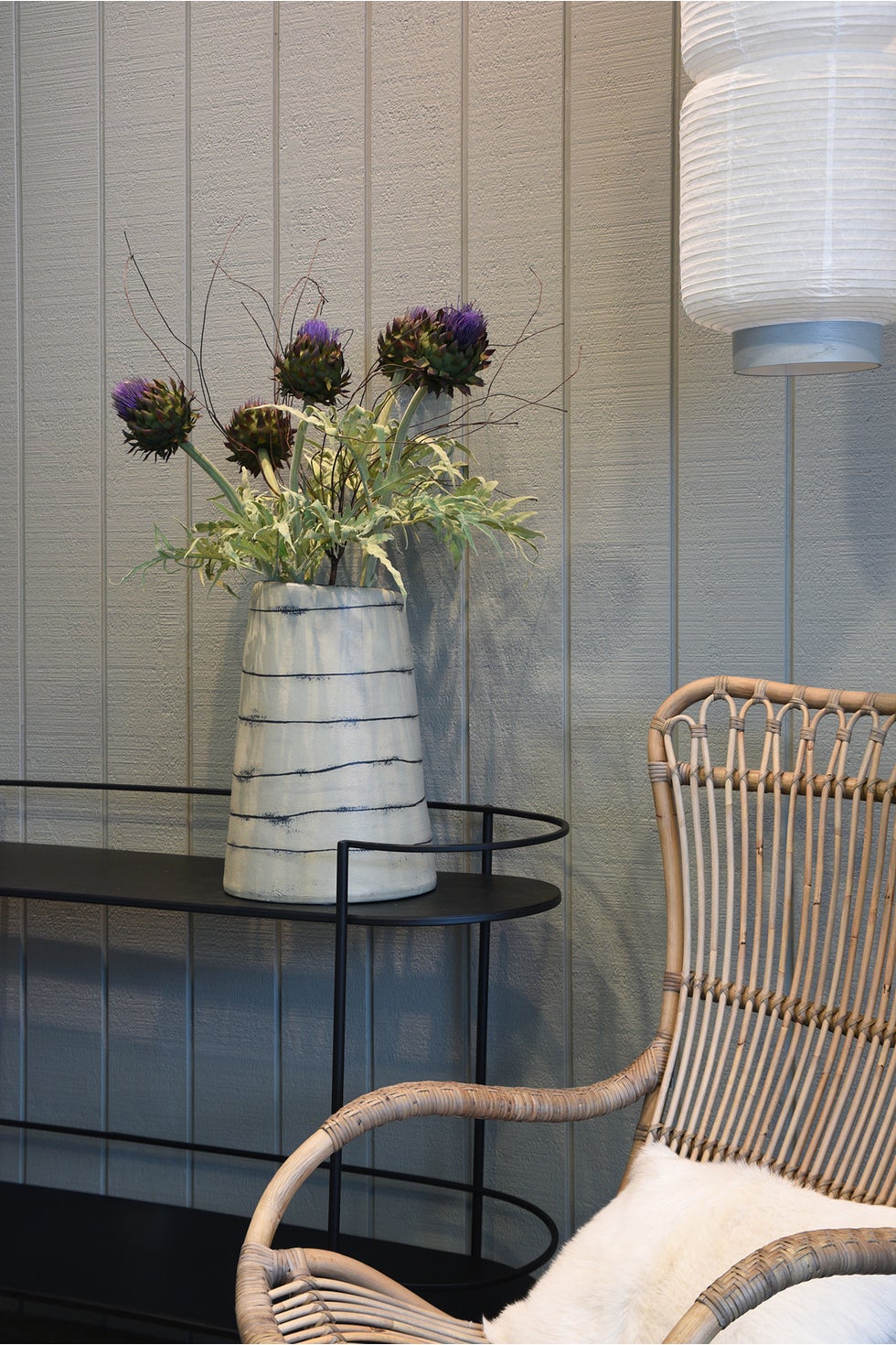 Iris Slab Vase Horizontally Striped (Slanted Top)