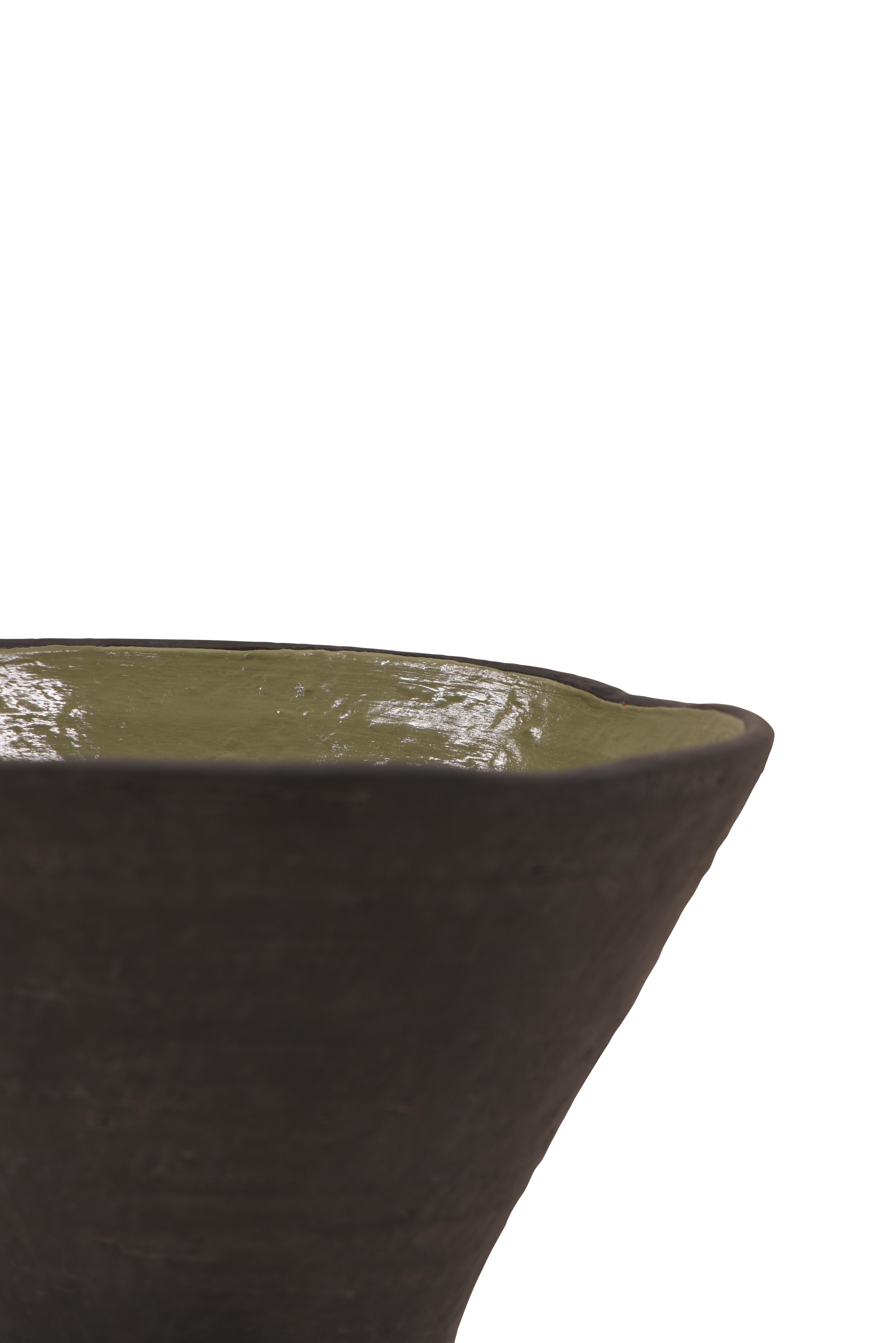 Balise Wide Mouth Vase Tall - Black/Green