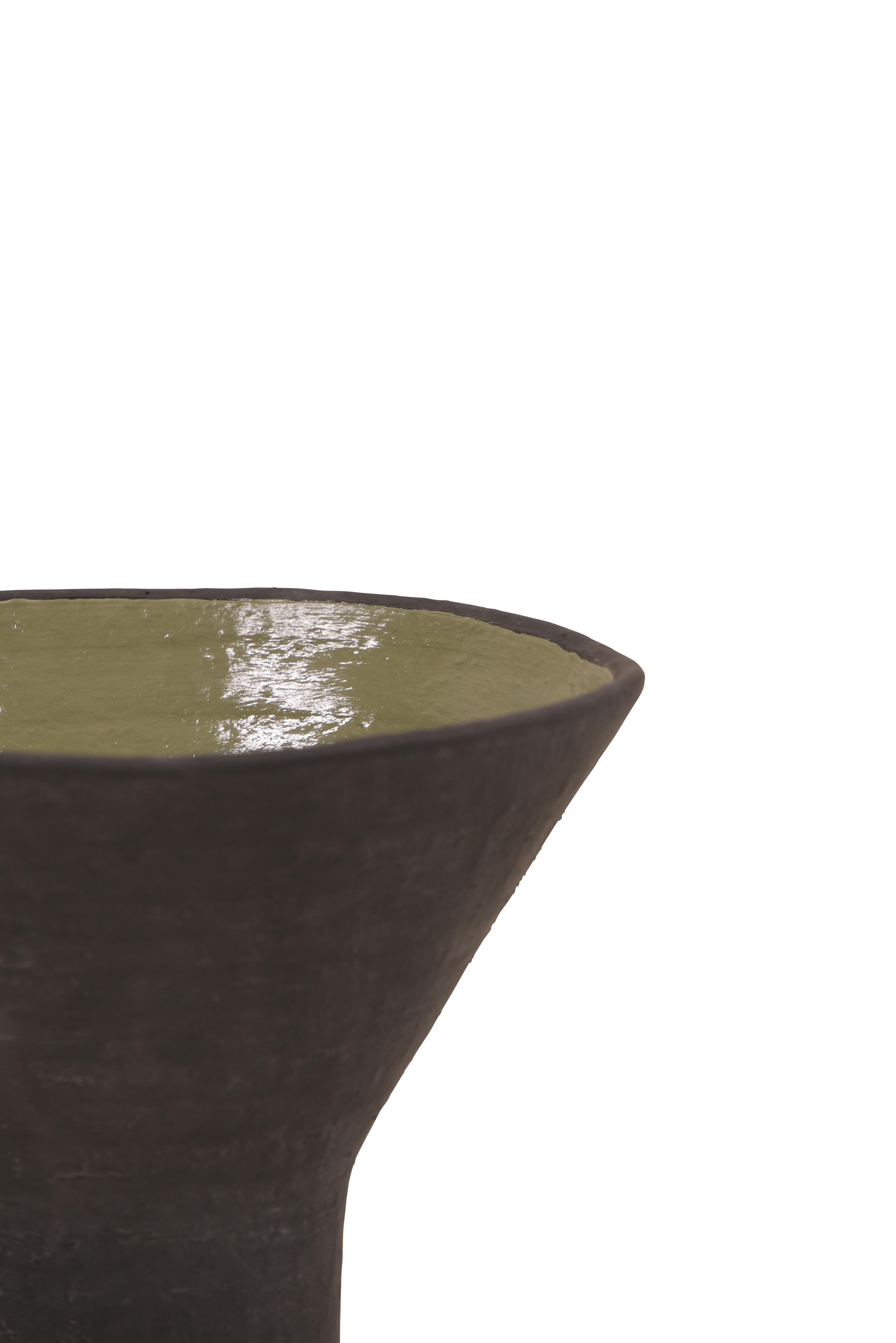 Balise Wide Mouth Vase Short - Black/Green