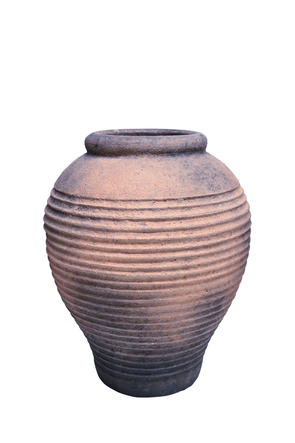 Flock Ribbed Floor Pot - Rustic Brown