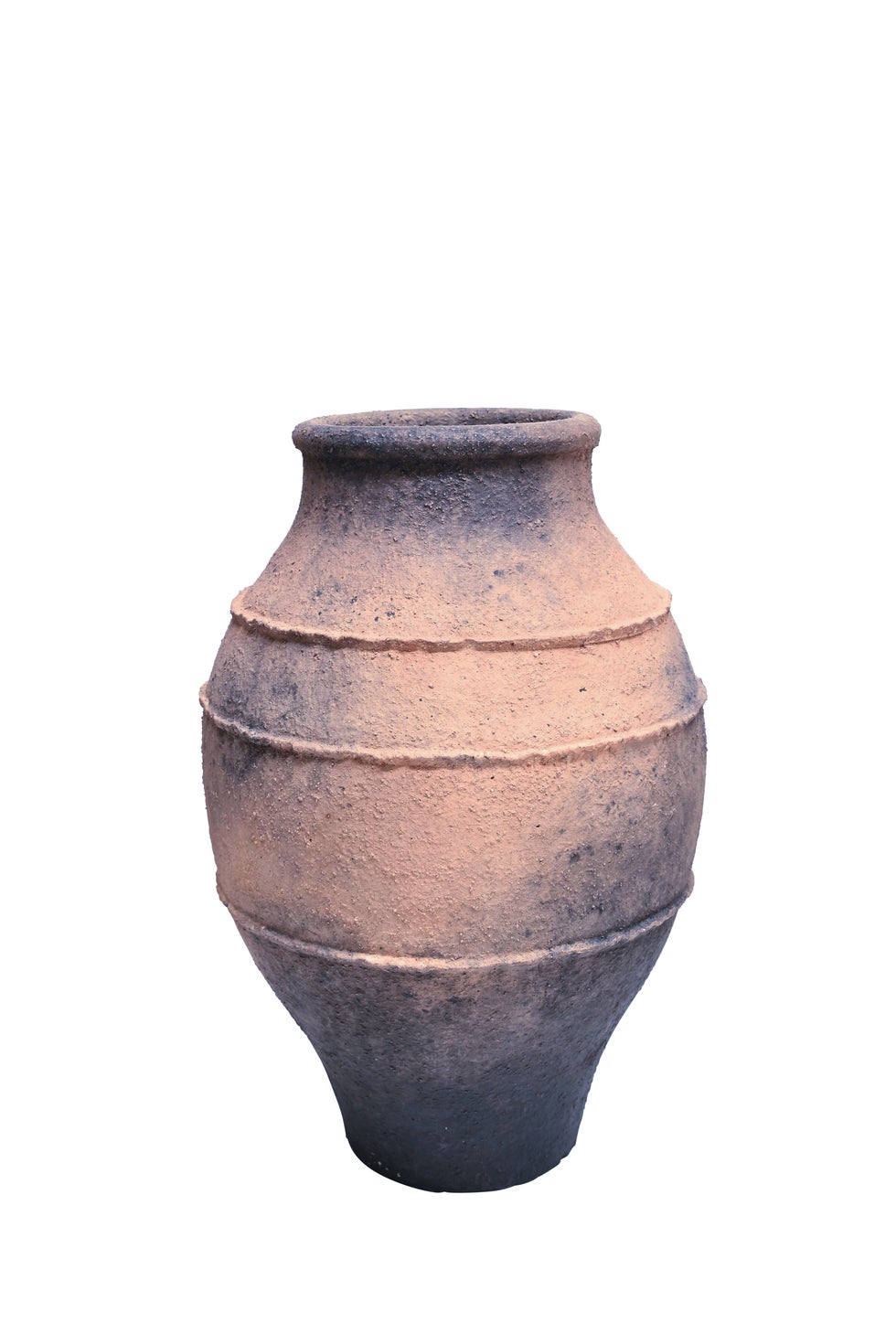 Miles Ribbed Floor Pot - Rustic Brown