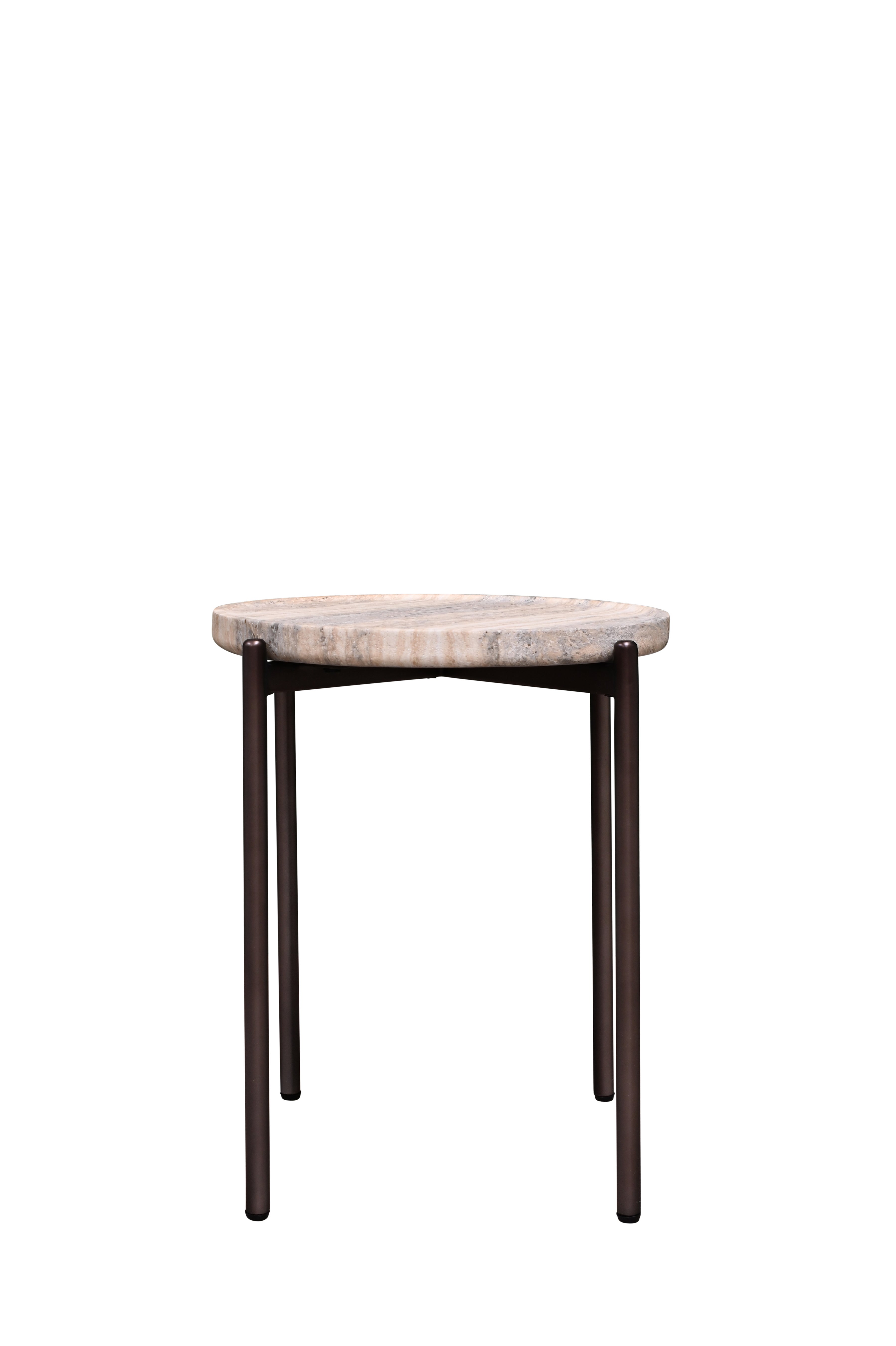 VISTA Athen Low Side Table - Travertine Finish