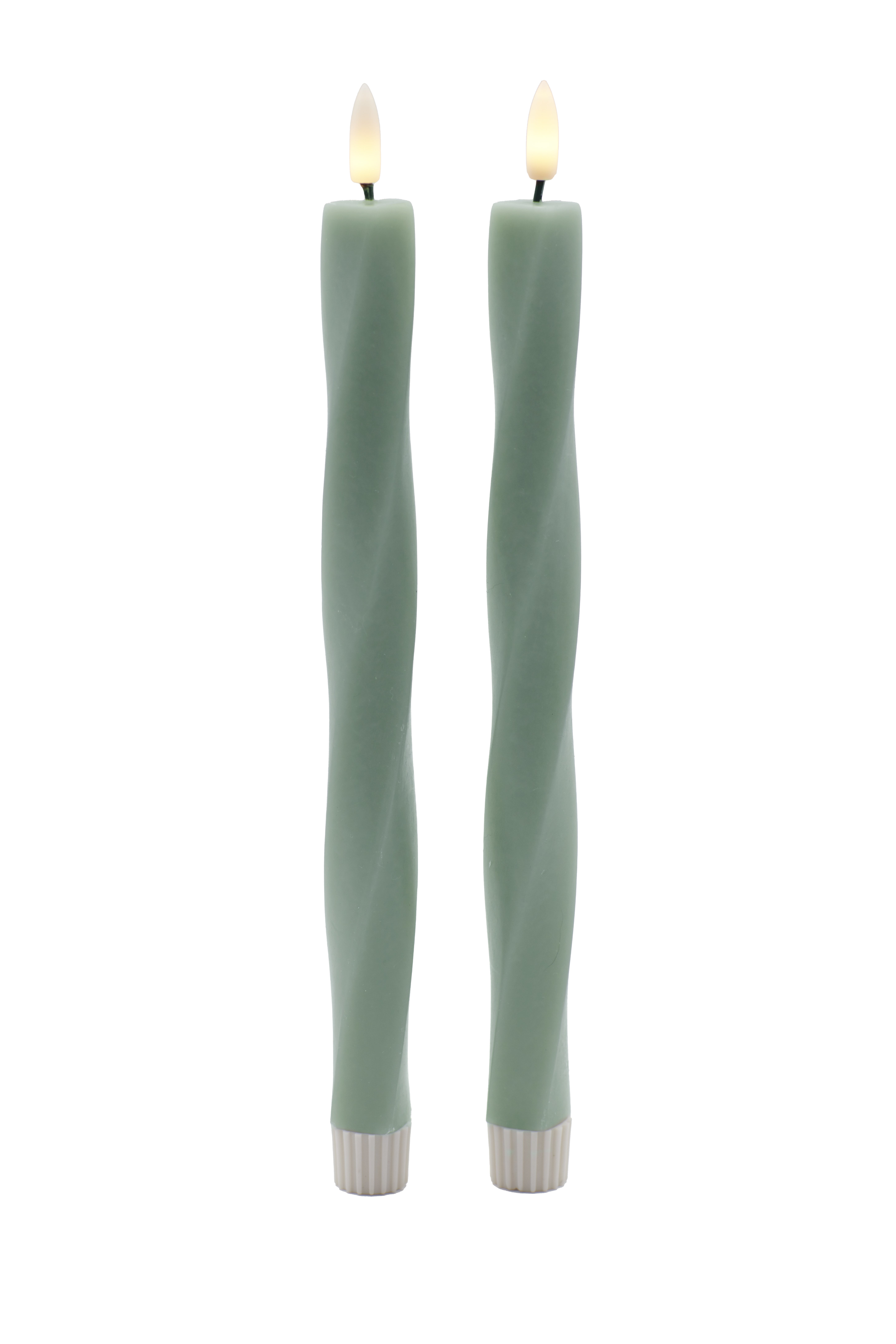 SIRIUS Nordic Sculpture Candle - Sille Twist S/2 - Sandy Green