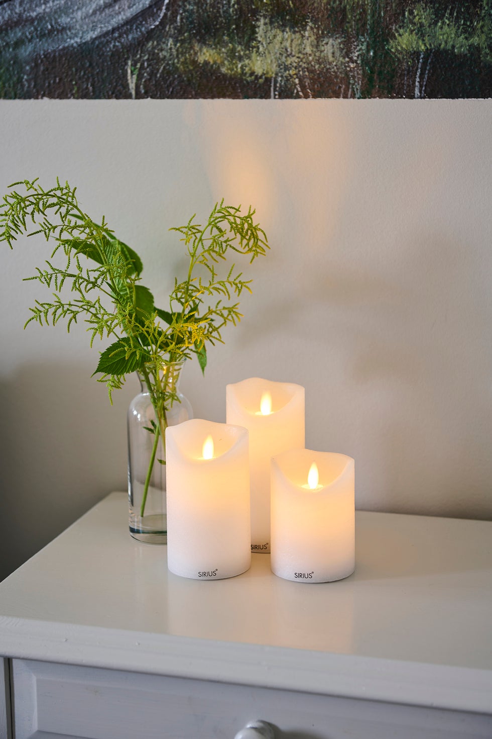 SIRIUS Sara S/3 Candles D75 White RECHARGEABLE