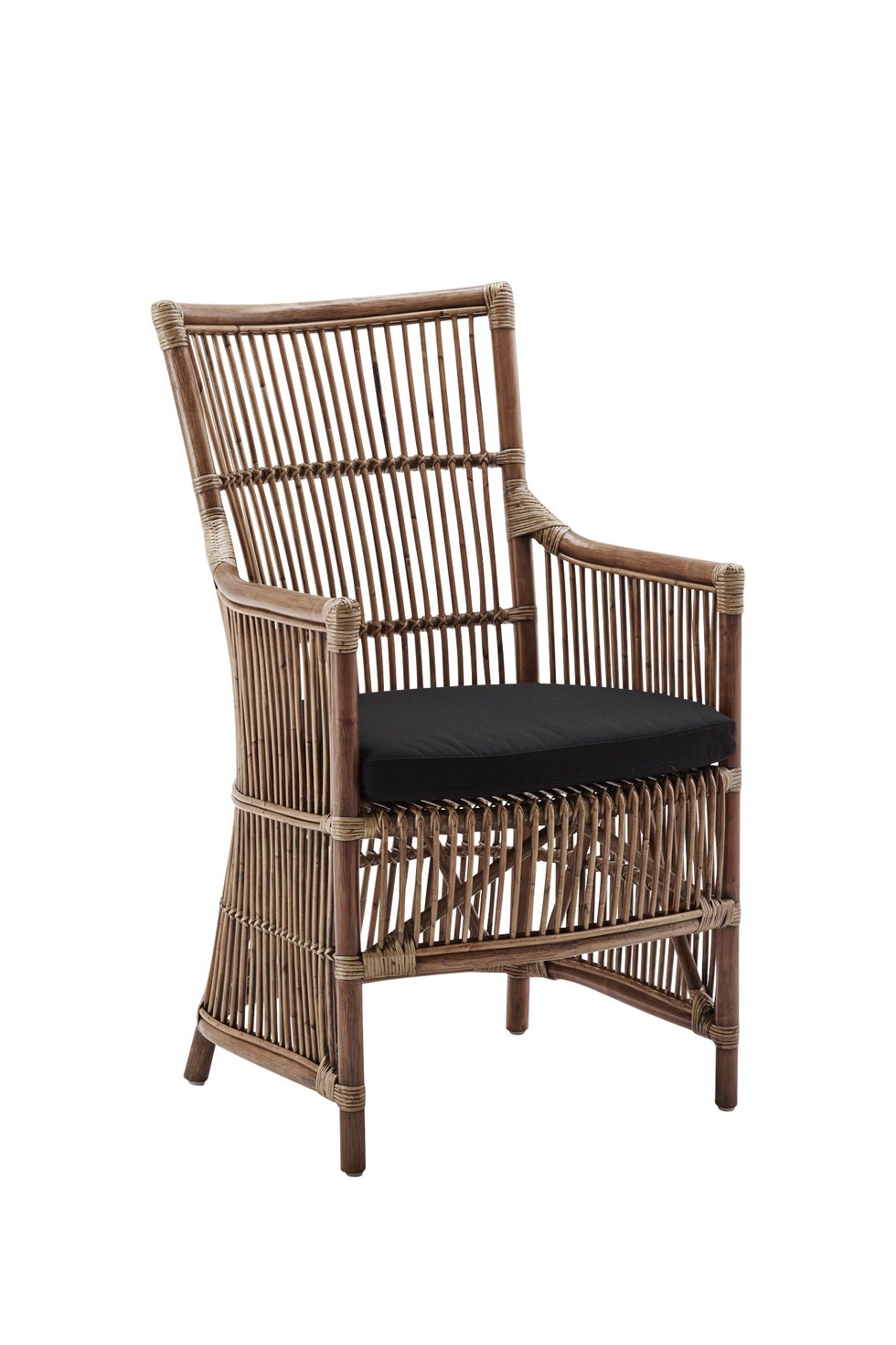SIKA Originals Davinci Rattan Armchair w/White Seat Cushion - Antique