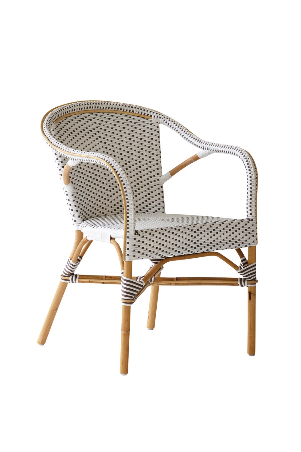 SIKA Affair Madeleine Rattan Armchair - Wht w/Capp Dot/Natural Frame*