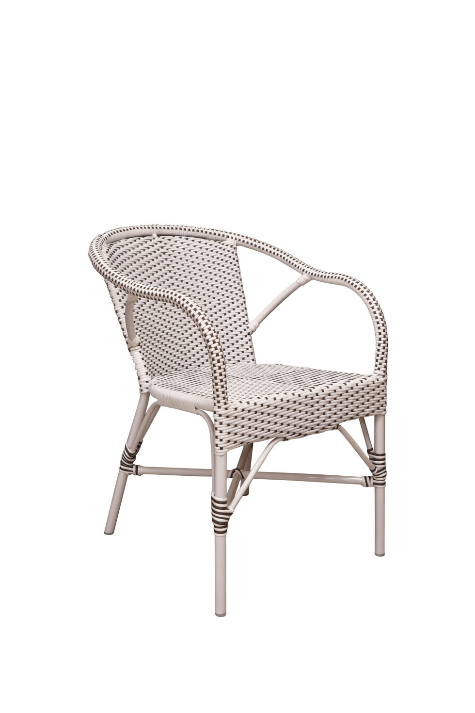 SIKA Alu-Affair Madeleine Armchair - Wht w/Cappuccino Dot/Wht Frame