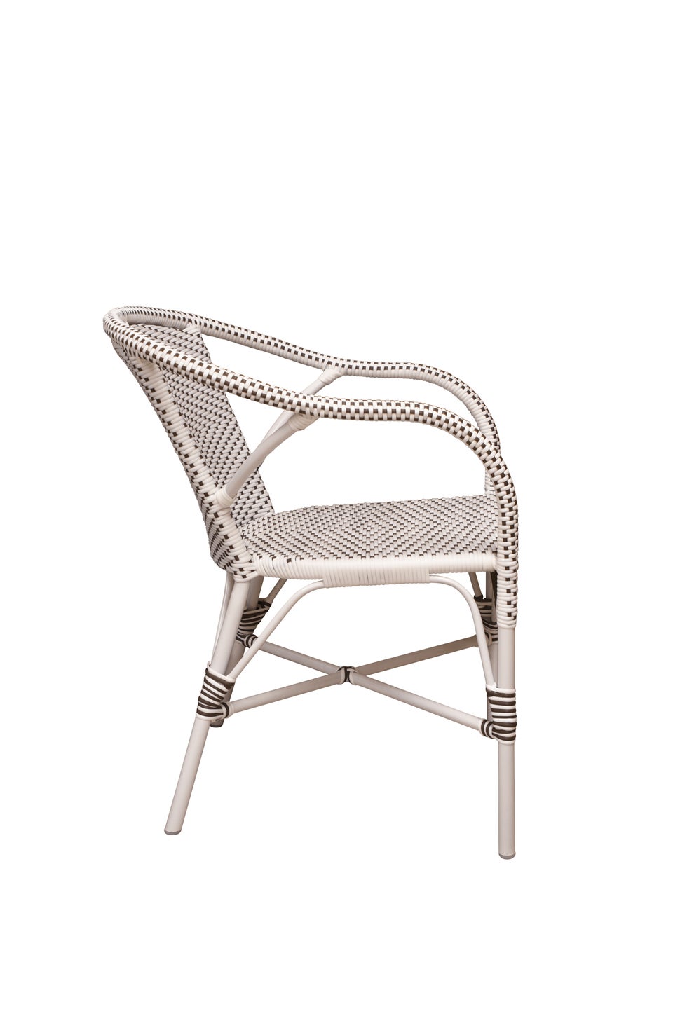 SIKA Alu-Affair Madeleine Armchair - Wht w/Cappuccino Dot/Wht Frame