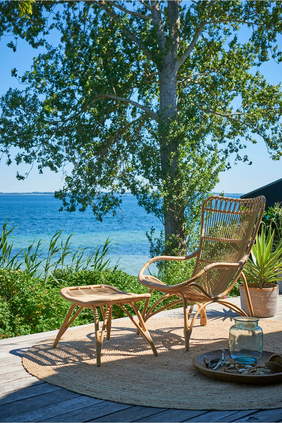 SIKA Exterior Monet Foot Stool - Natural Alu-Rattan